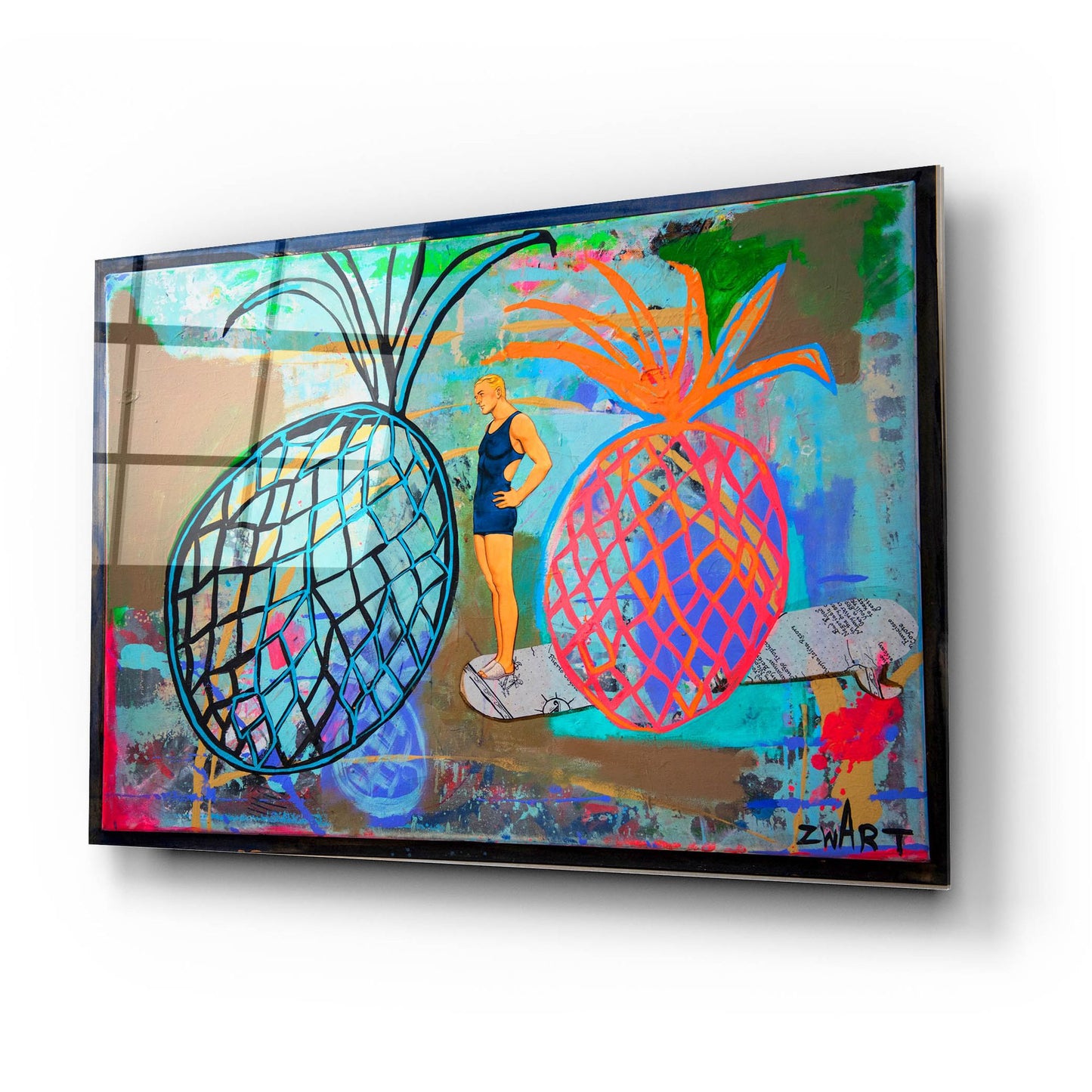 Epic Art '1115 Pineapple Boarder' by Zwart, Acrylic Glass Wall Art,24x16