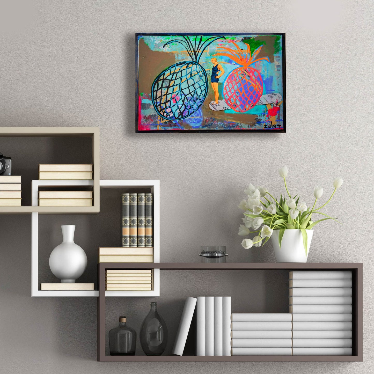 Epic Art '1115 Pineapple Boarder' by Zwart, Acrylic Glass Wall Art,24x16