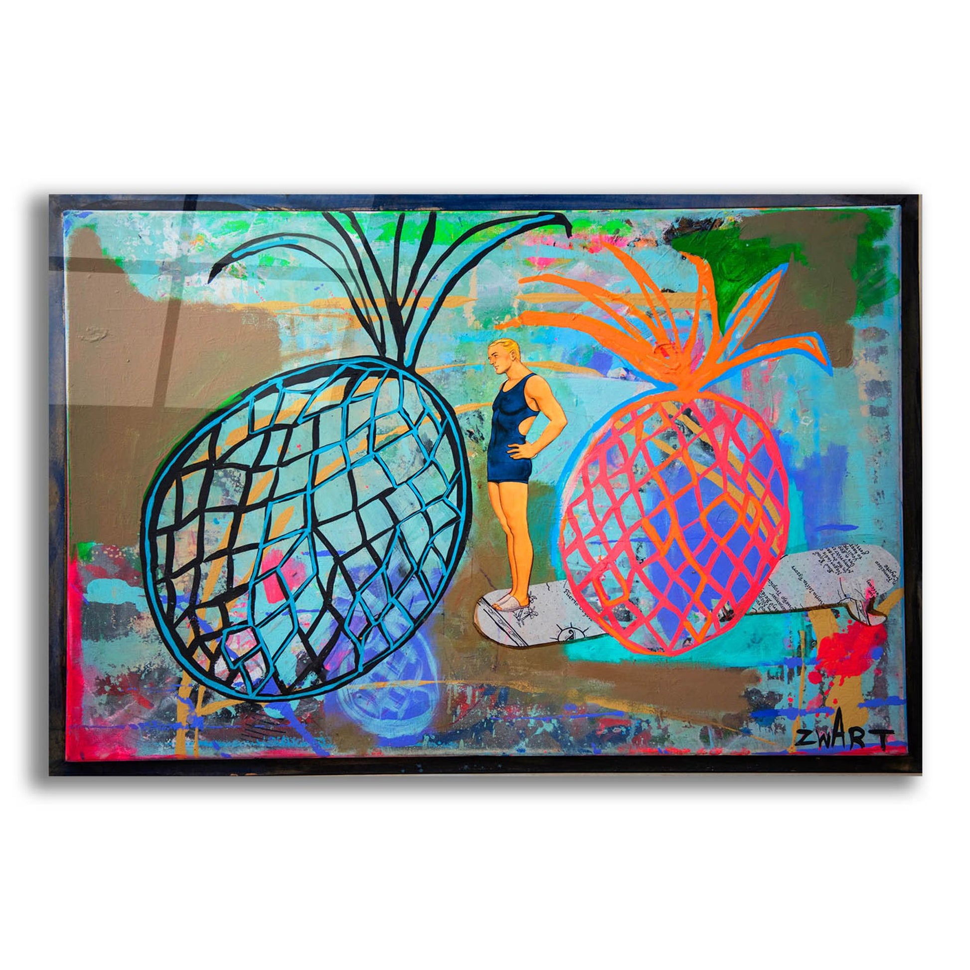 Epic Art '1115 Pineapple Boarder' by Zwart, Acrylic Glass Wall Art,24x16