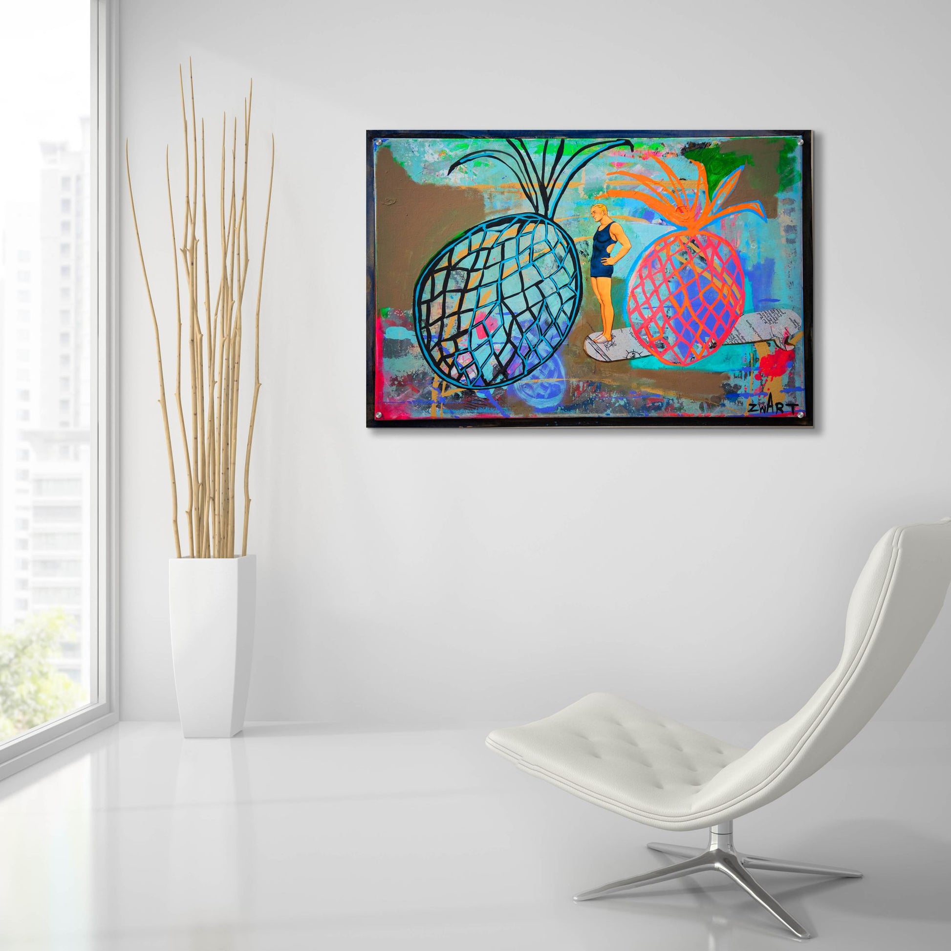 Epic Art '1115 Pineapple Boarder' by Zwart, Acrylic Glass Wall Art,36x24