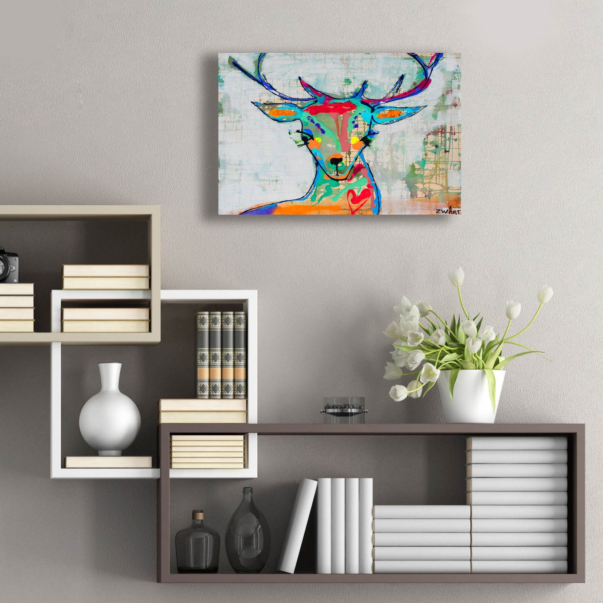 Epic Art 'Deer Mist' by Zwart, Acrylic Glass Wall Art,24x16