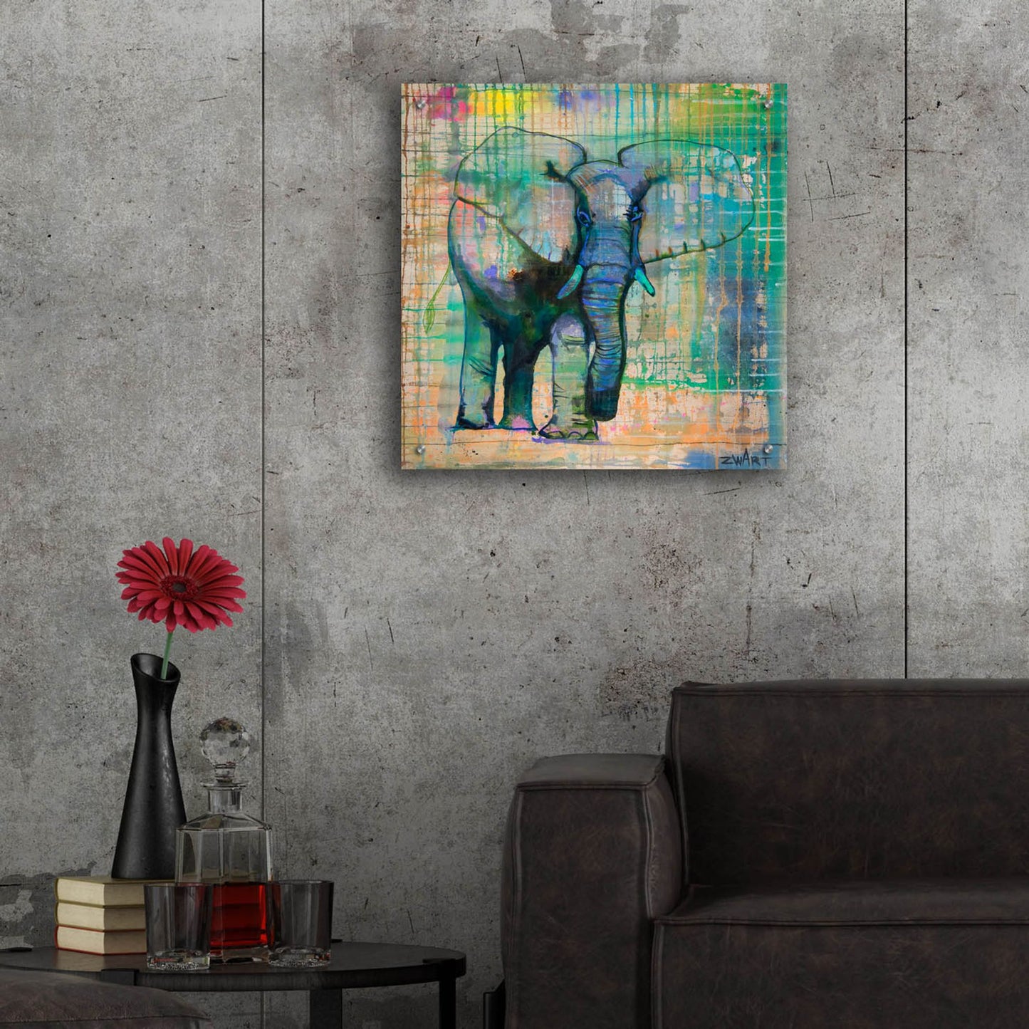 Epic Art 'Elephant In Charge' by Zwart, Acrylic Glass Wall Art,24x24