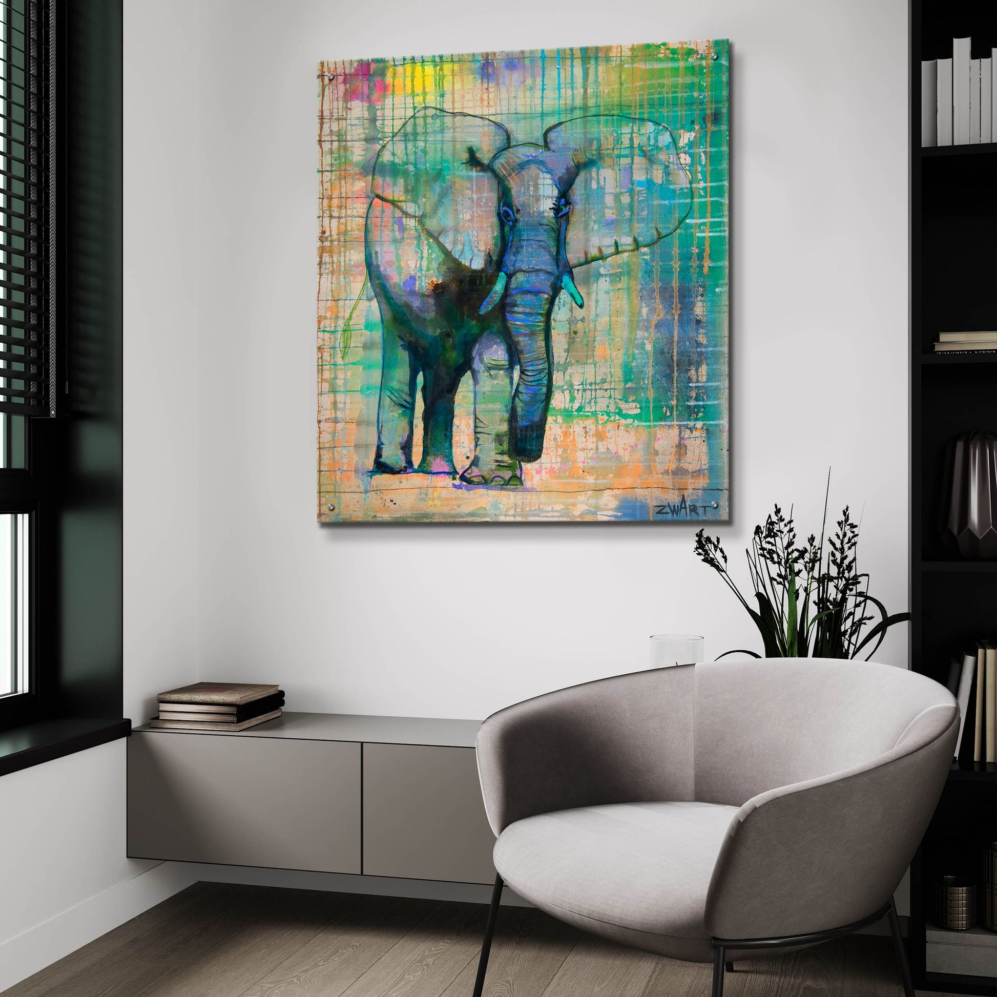 Epic Art 'Elephant In Charge' by Zwart, Acrylic Glass Wall Art,36x36