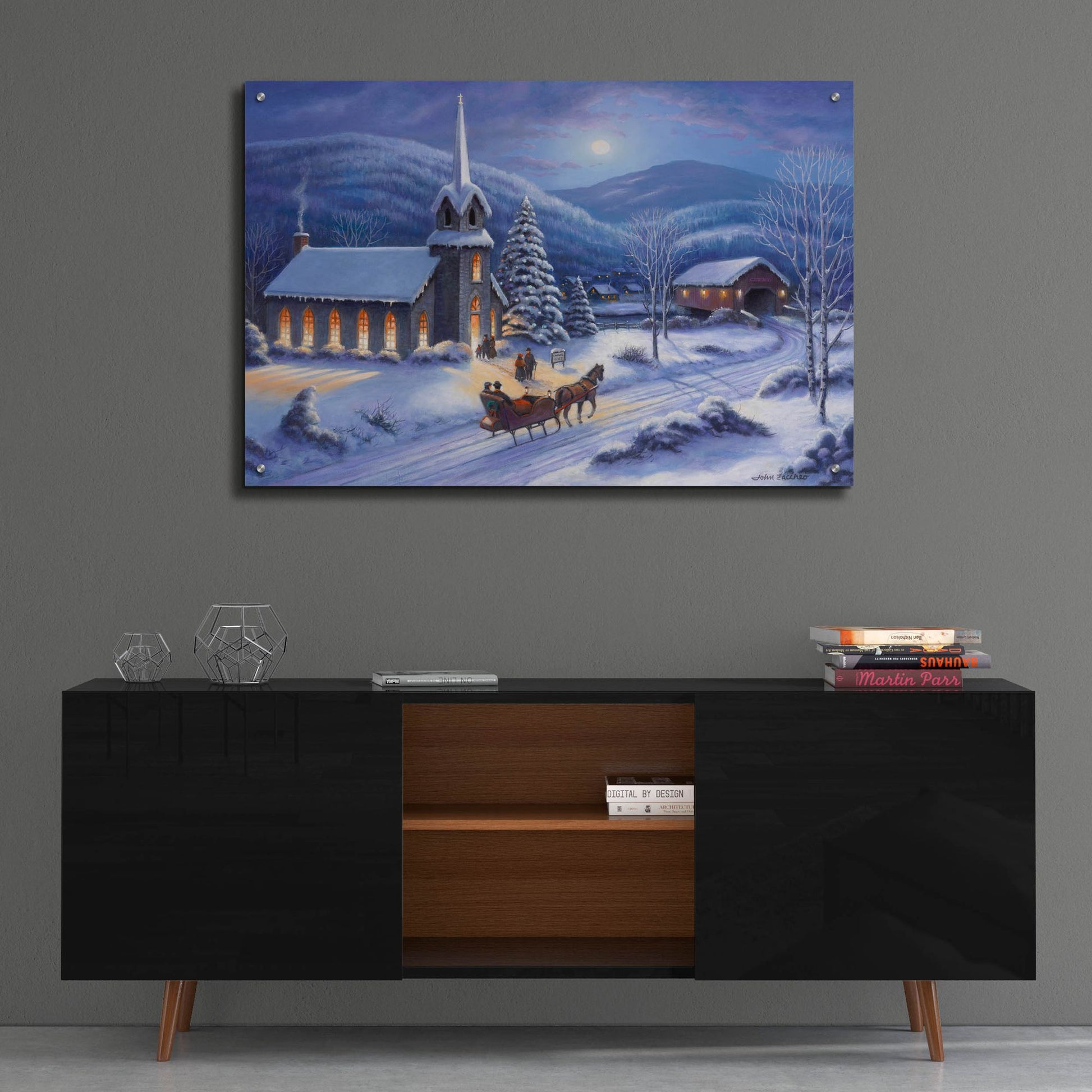 Epic Art 'Moonlight In Vermont' by John Zaccheo, Acrylic Glass Wall Art,36x24