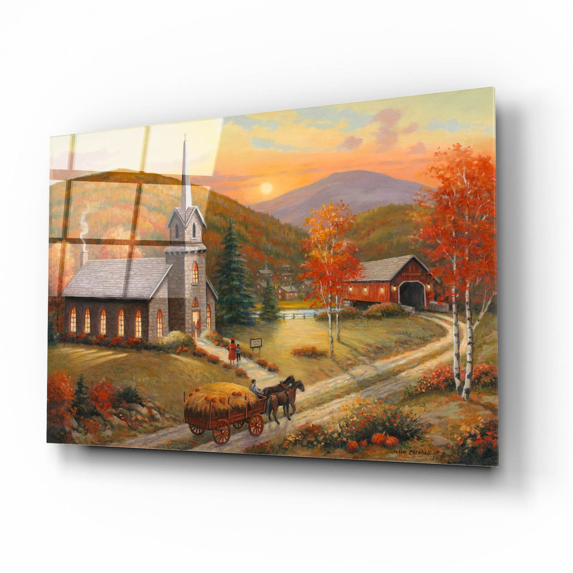 Epic Art 'Autumn In Vermont' by John Zaccheo, Acrylic Glass Wall Art,16x12