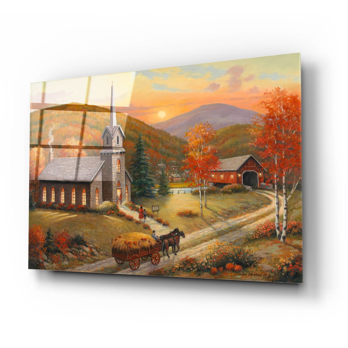 Epic Art 'Autumn In Vermont' by John Zaccheo, Acrylic Glass Wall Art,24x16