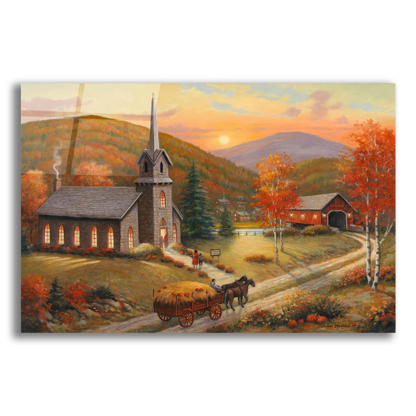 Epic Art 'Autumn In Vermont' by John Zaccheo, Acrylic Glass Wall Art,24x16