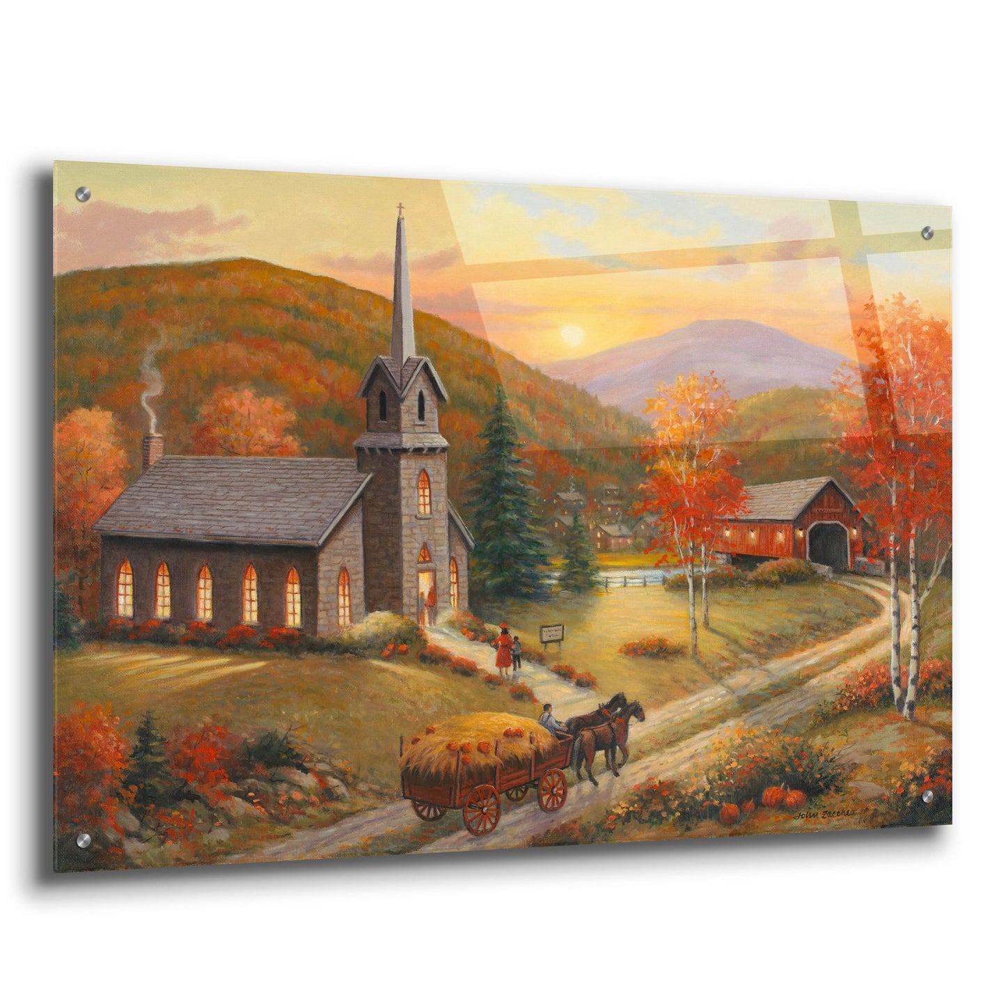 Epic Art 'Autumn In Vermont' by John Zaccheo, Acrylic Glass Wall Art,36x24