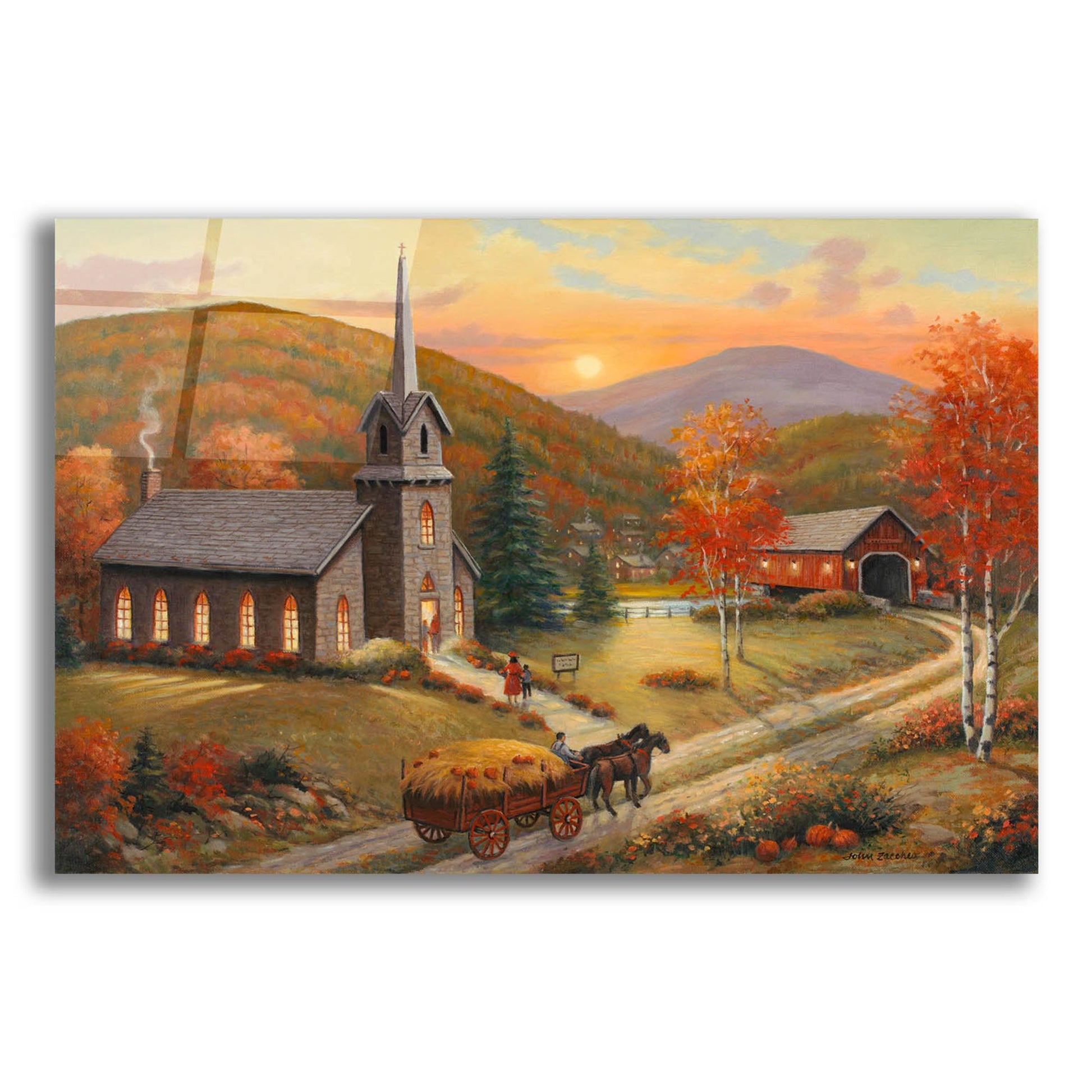 Epic Art 'Autumn In Vermont' by John Zaccheo, Acrylic Glass Wall Art