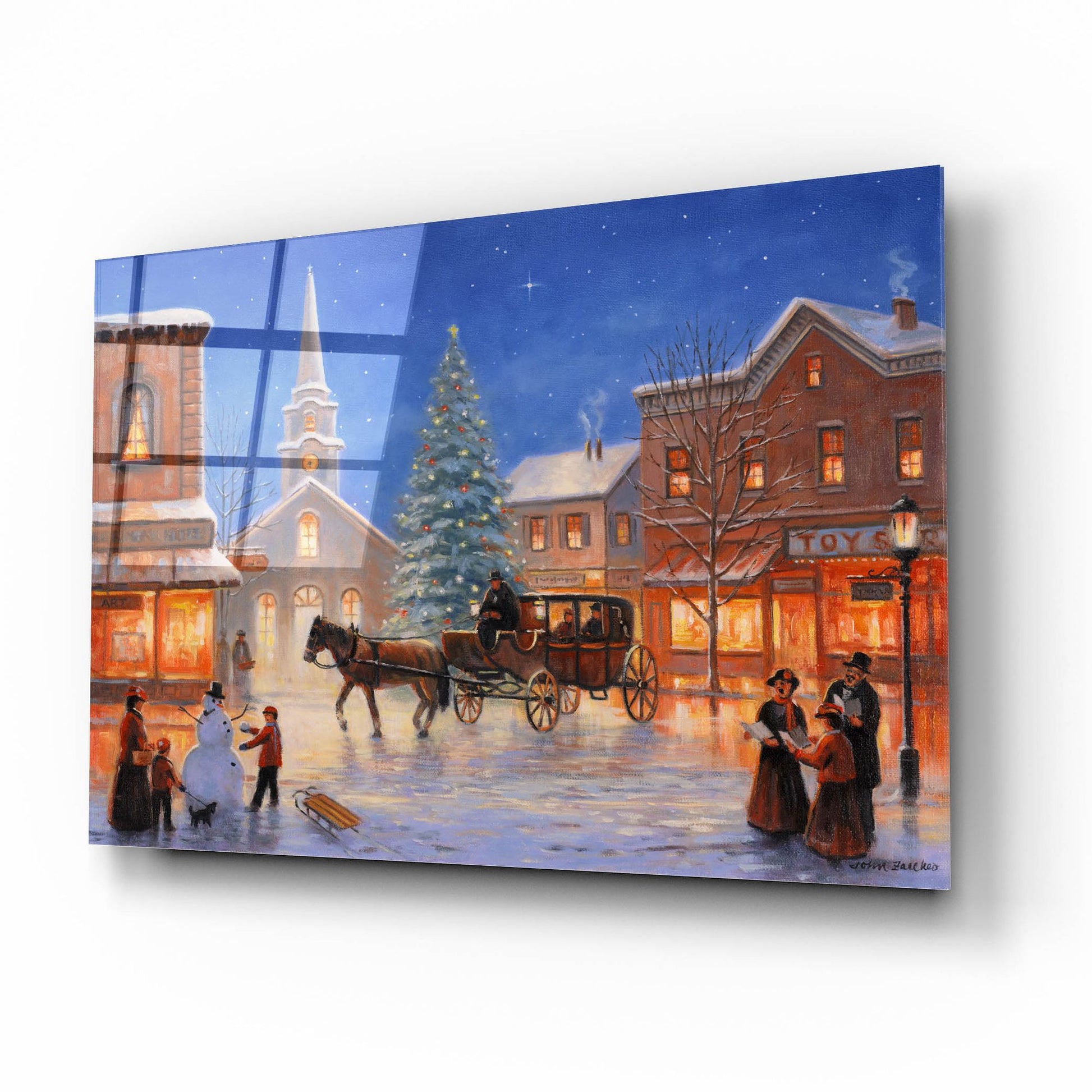 Epic Art 'Christmas In Pleasantville' by John Zaccheo, Acrylic Glass Wall Art,16x12