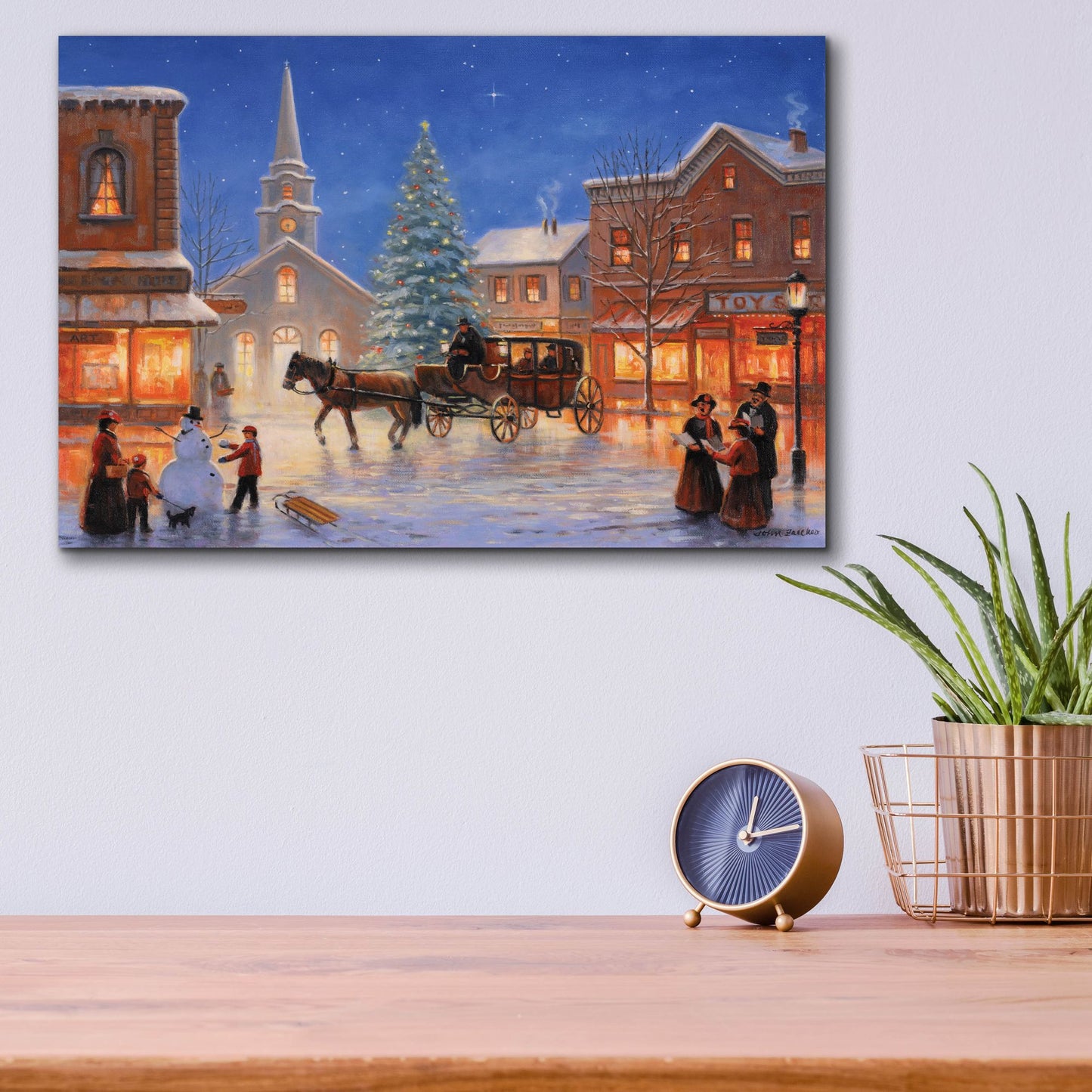 Epic Art 'Christmas In Pleasantville' by John Zaccheo, Acrylic Glass Wall Art,16x12