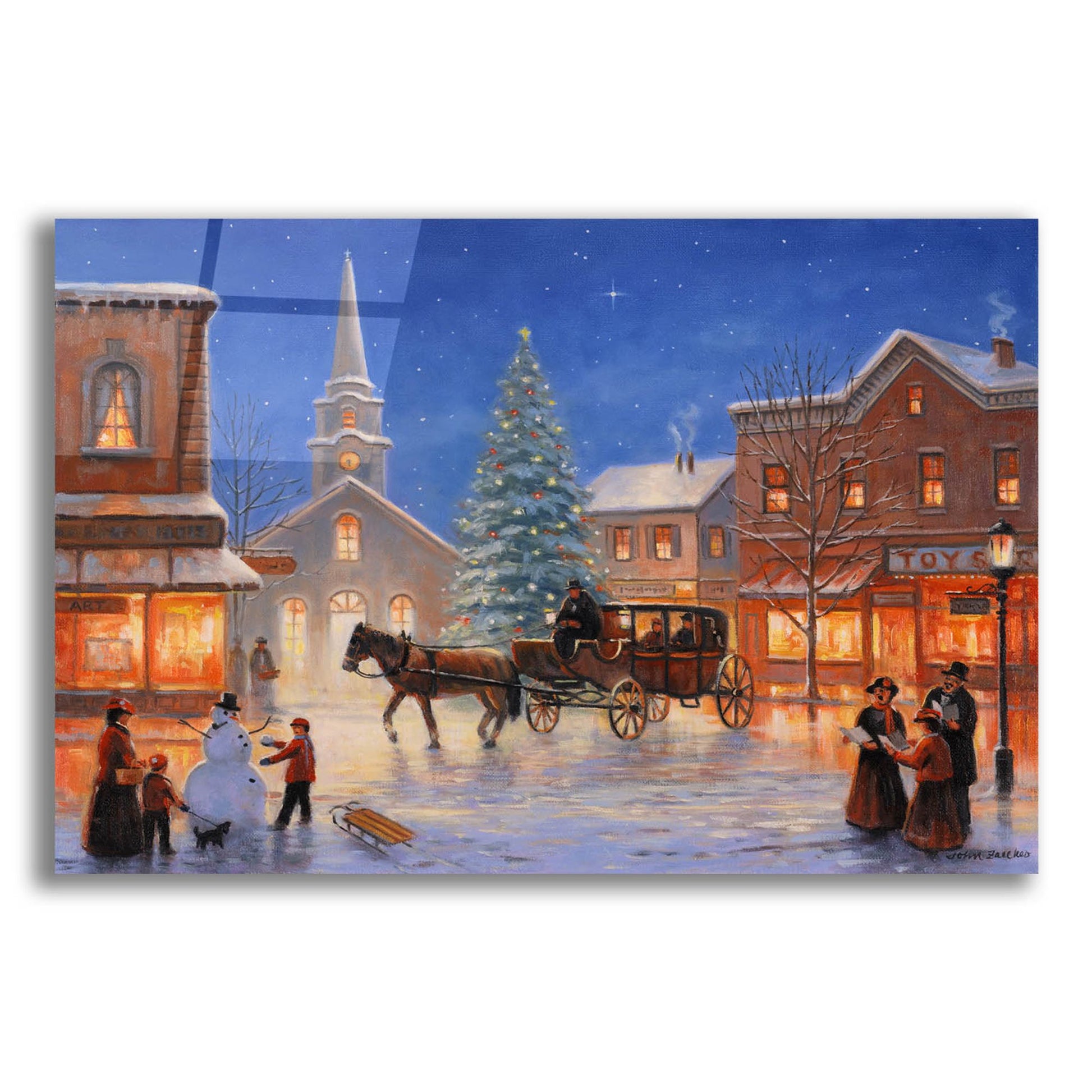 Epic Art 'Christmas In Pleasantville' by John Zaccheo, Acrylic Glass Wall Art,24x16