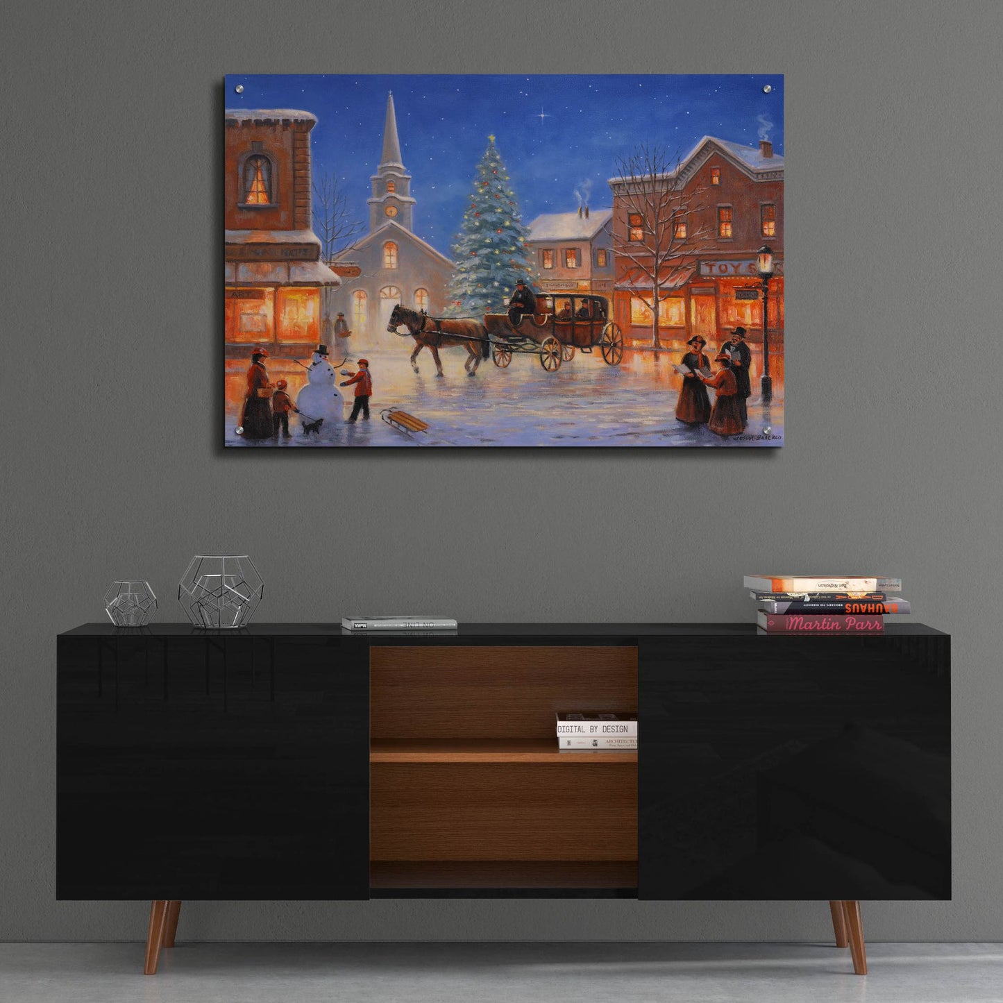 Epic Art 'Christmas In Pleasantville' by John Zaccheo, Acrylic Glass Wall Art,36x24