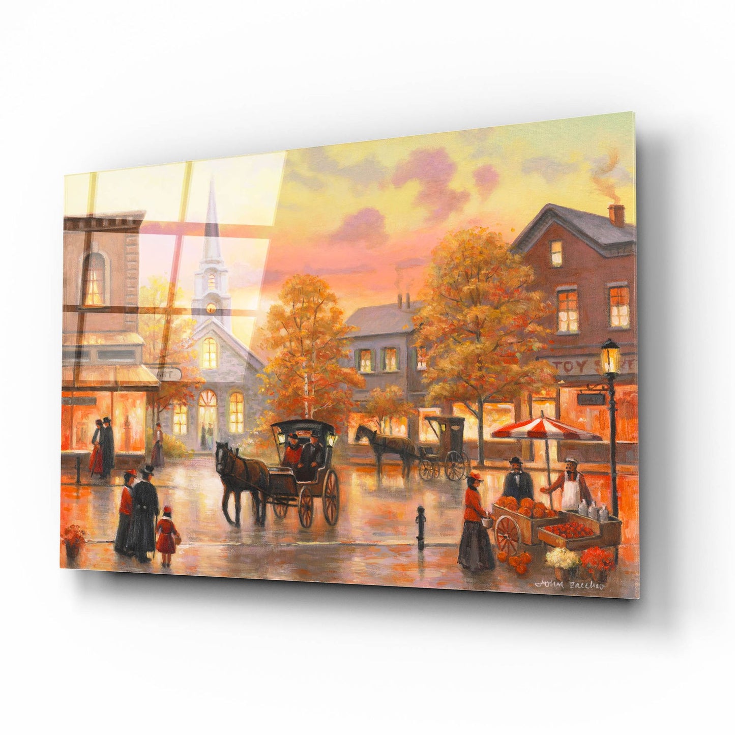 Epic Art 'Autumnal Breeze In Pleasantville' by John Zaccheo, Acrylic Glass Wall Art,16x12