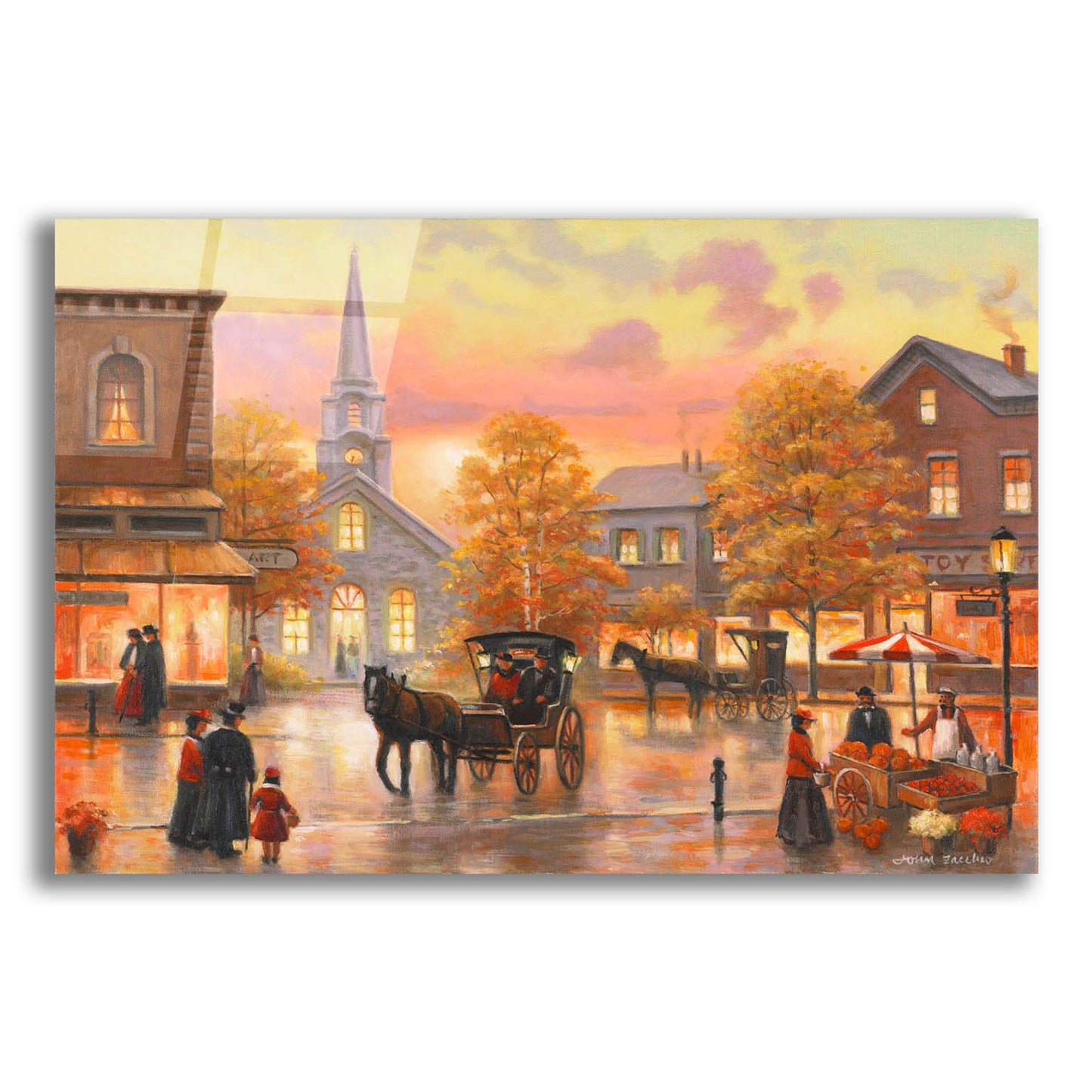 Epic Art 'Autumnal Breeze In Pleasantville' by John Zaccheo, Acrylic Glass Wall Art