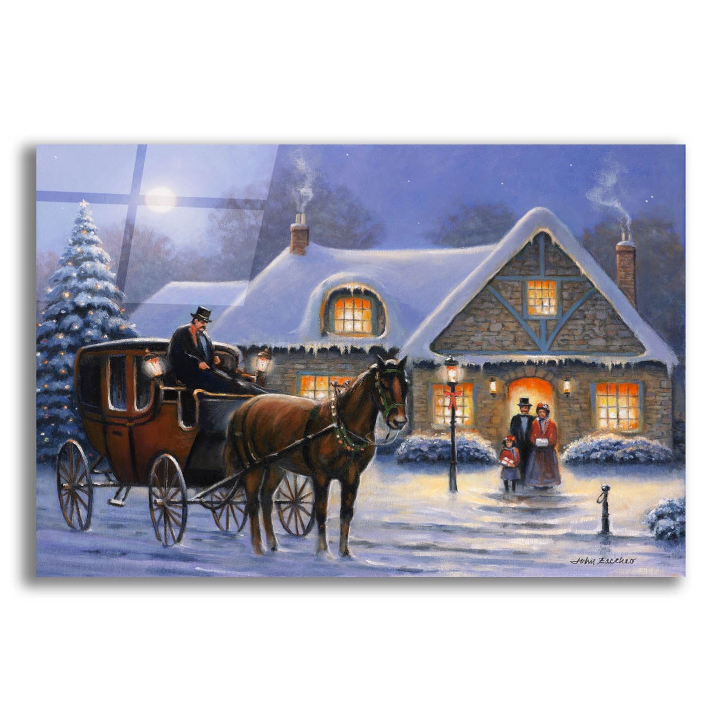 Epic Art 'Christmas Eve' by John Zaccheo, Acrylic Glass Wall Art,24x16