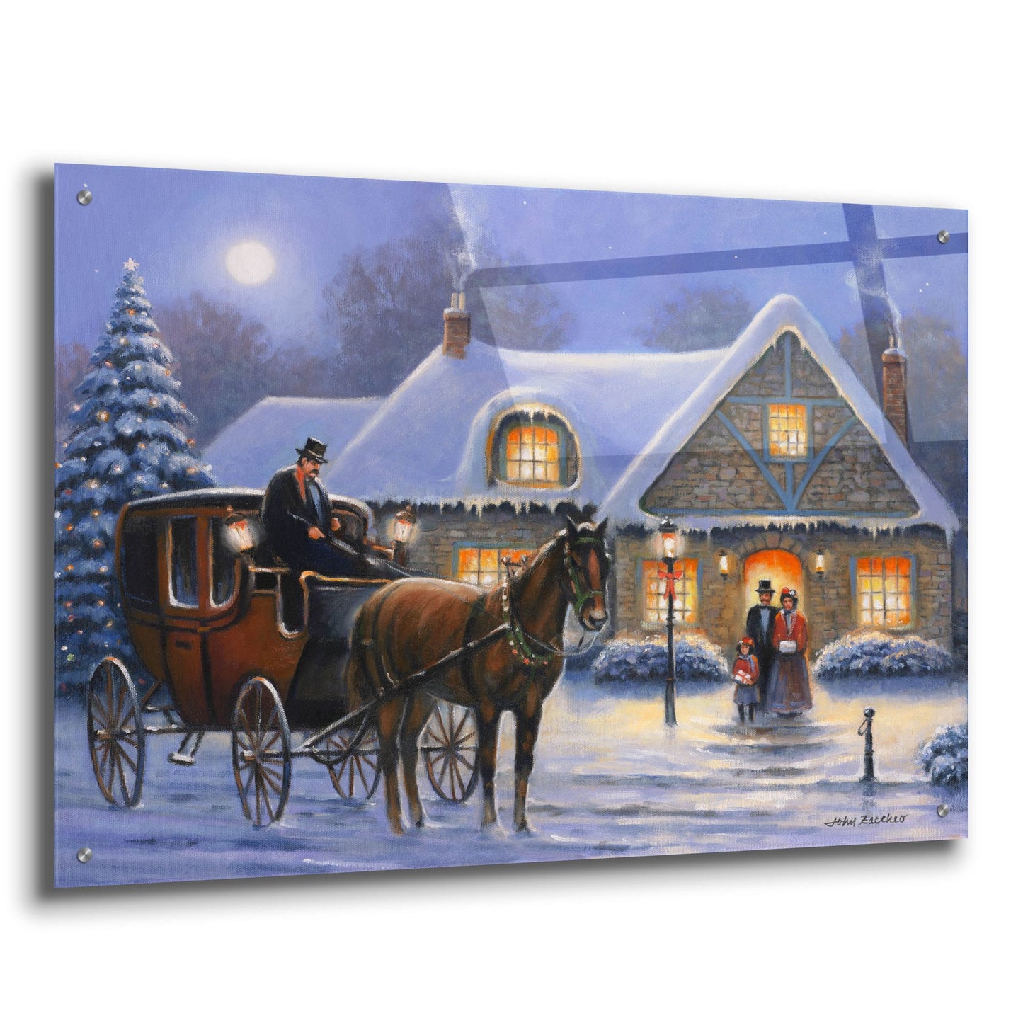 Epic Art 'Christmas Eve' by John Zaccheo, Acrylic Glass Wall Art,36x24