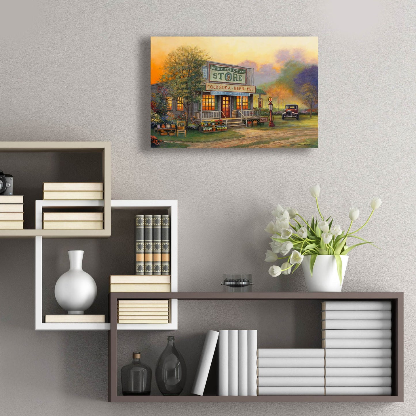 Epic Art 'Old Country Store' by John Zaccheo, Acrylic Glass Wall Art,24x16