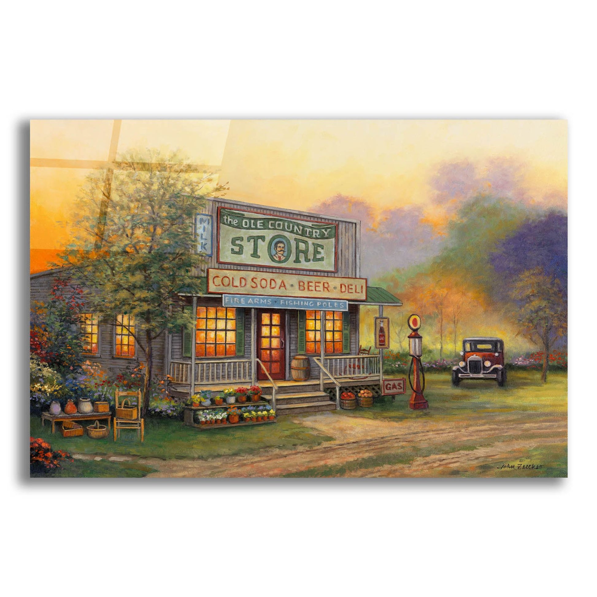 Epic Art 'Old Country Store' by John Zaccheo, Acrylic Glass Wall Art,24x16