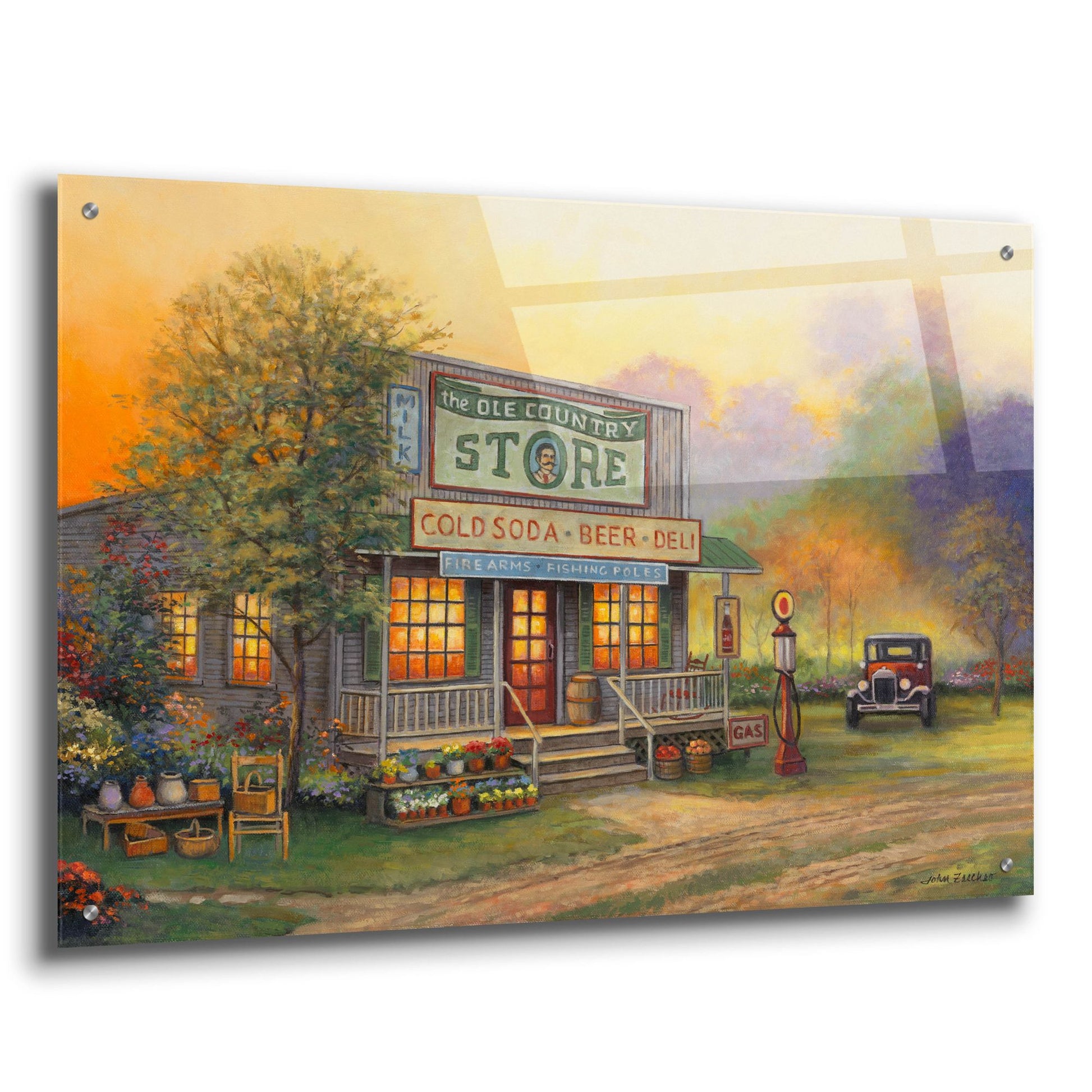 Epic Art 'Old Country Store' by John Zaccheo, Acrylic Glass Wall Art,36x24