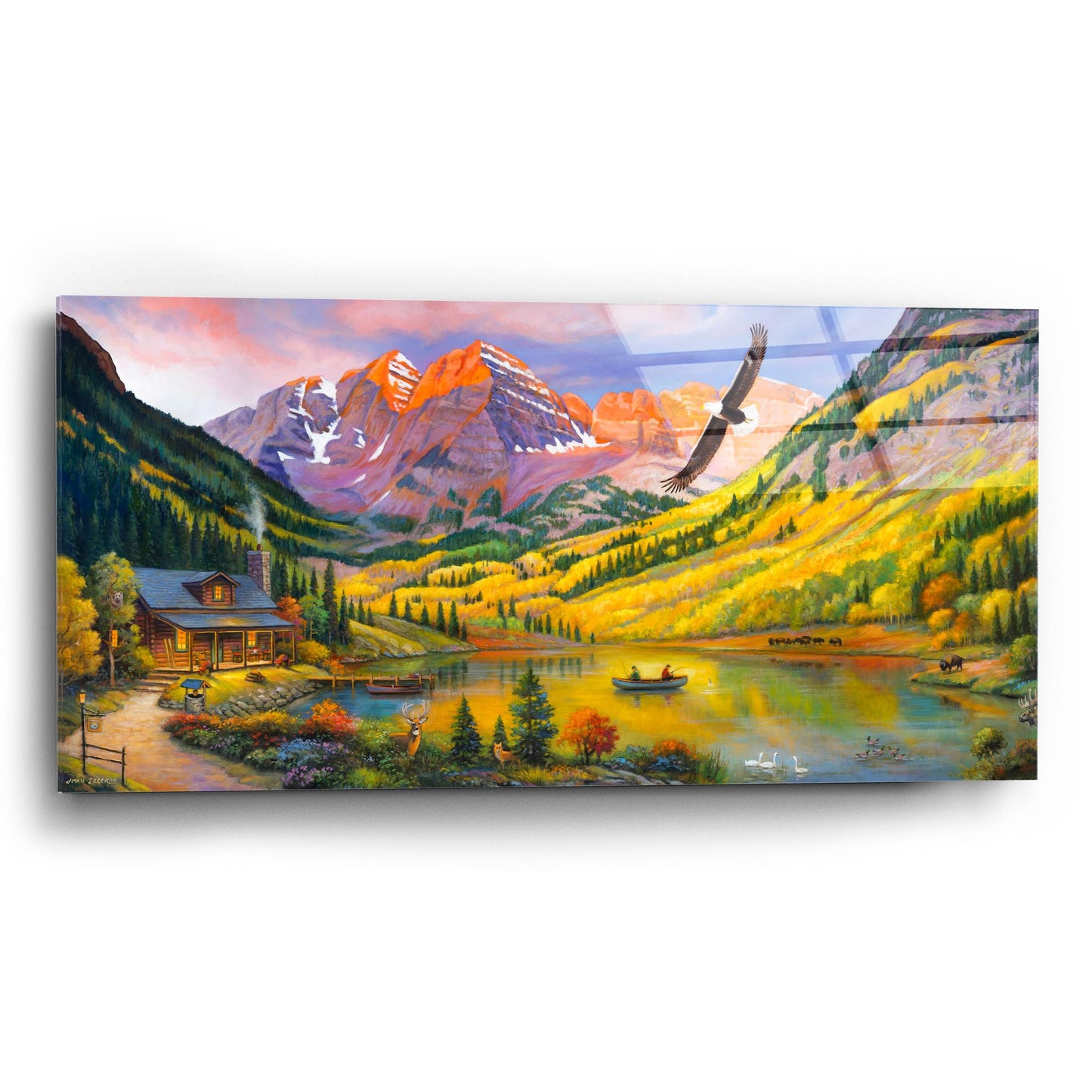 Epic Art 'Rocky Mountain Retreat' by John Zaccheo, Acrylic Glass Wall Art,24x12