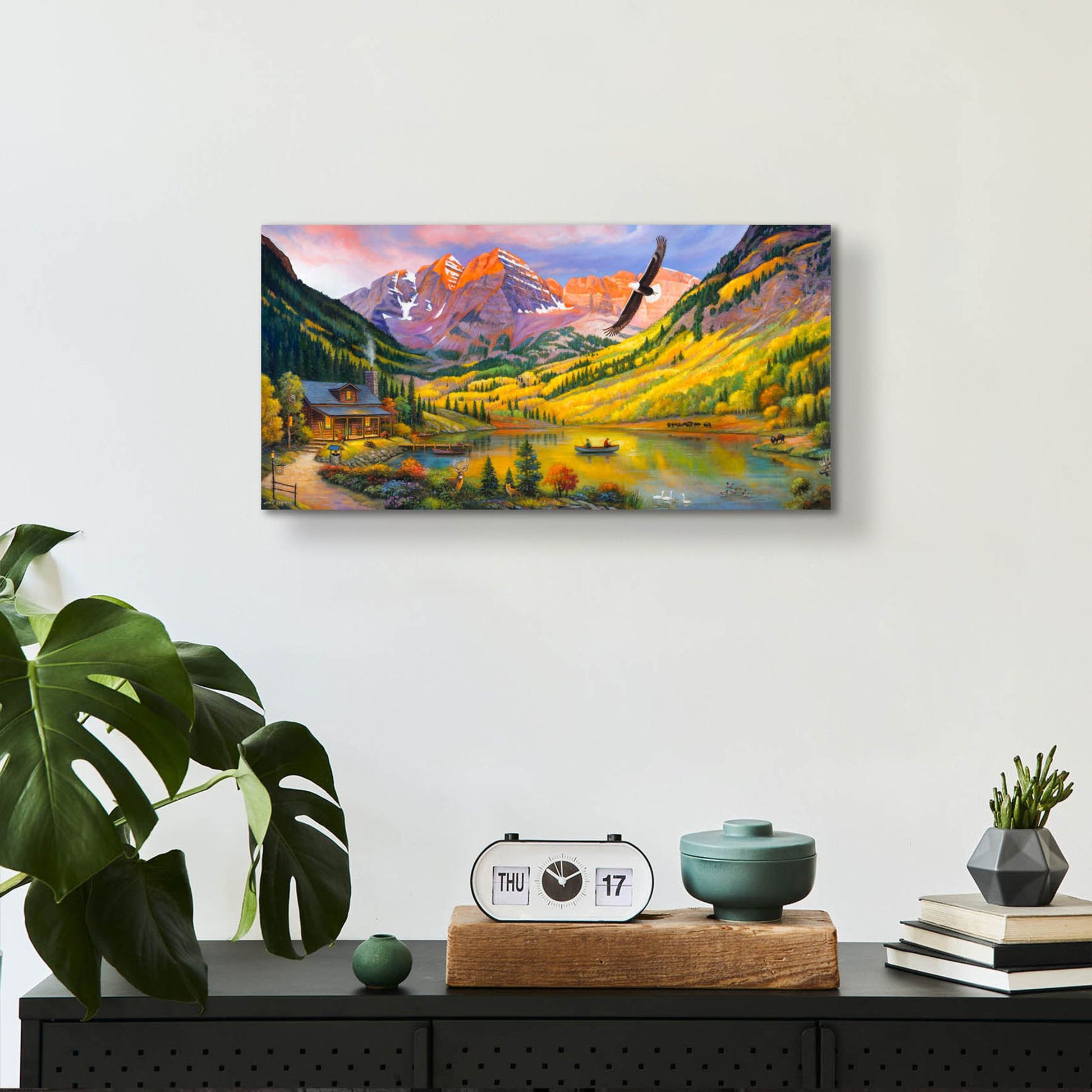 Epic Art 'Rocky Mountain Retreat' by John Zaccheo, Acrylic Glass Wall Art,24x12