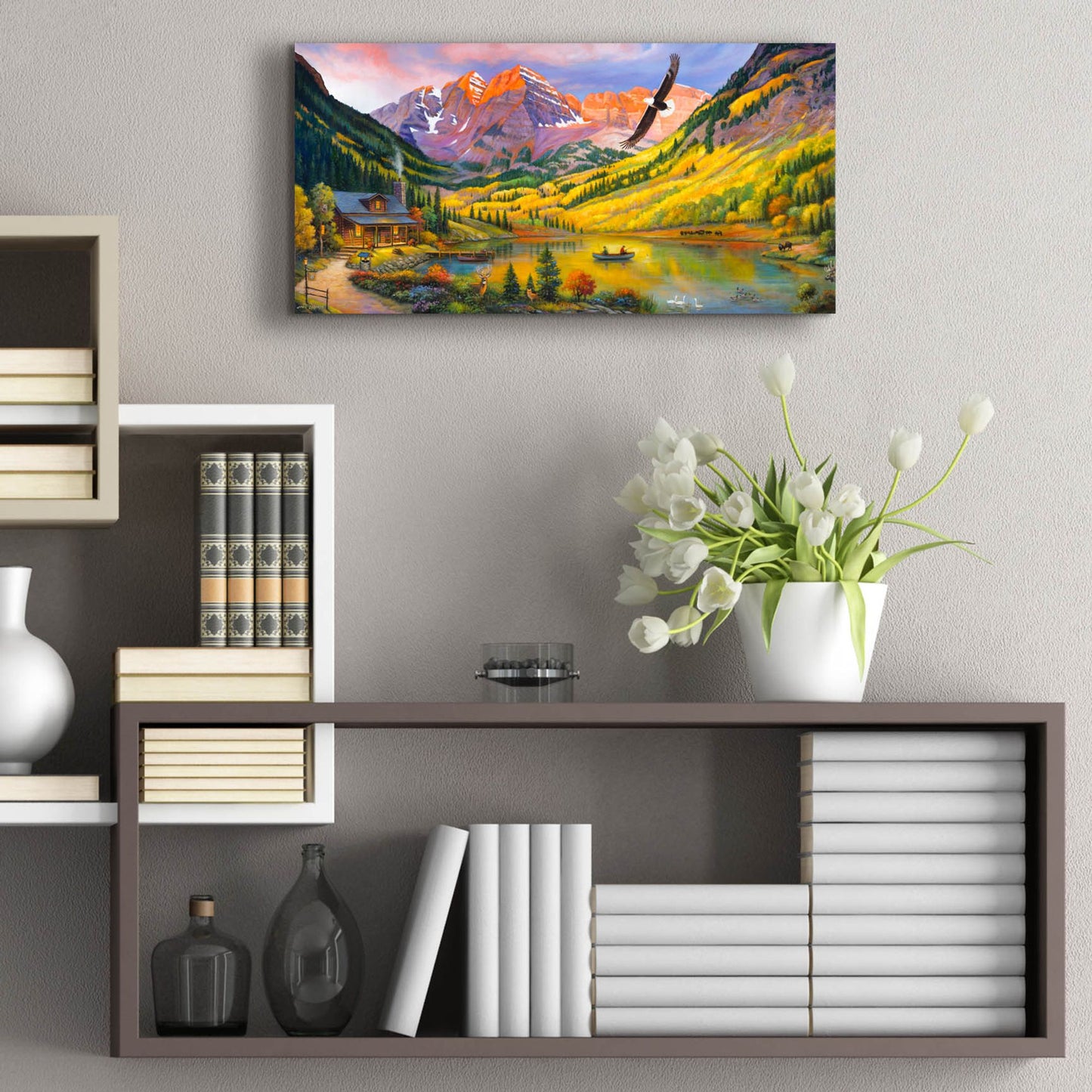 Epic Art 'Rocky Mountain Retreat' by John Zaccheo, Acrylic Glass Wall Art,24x12