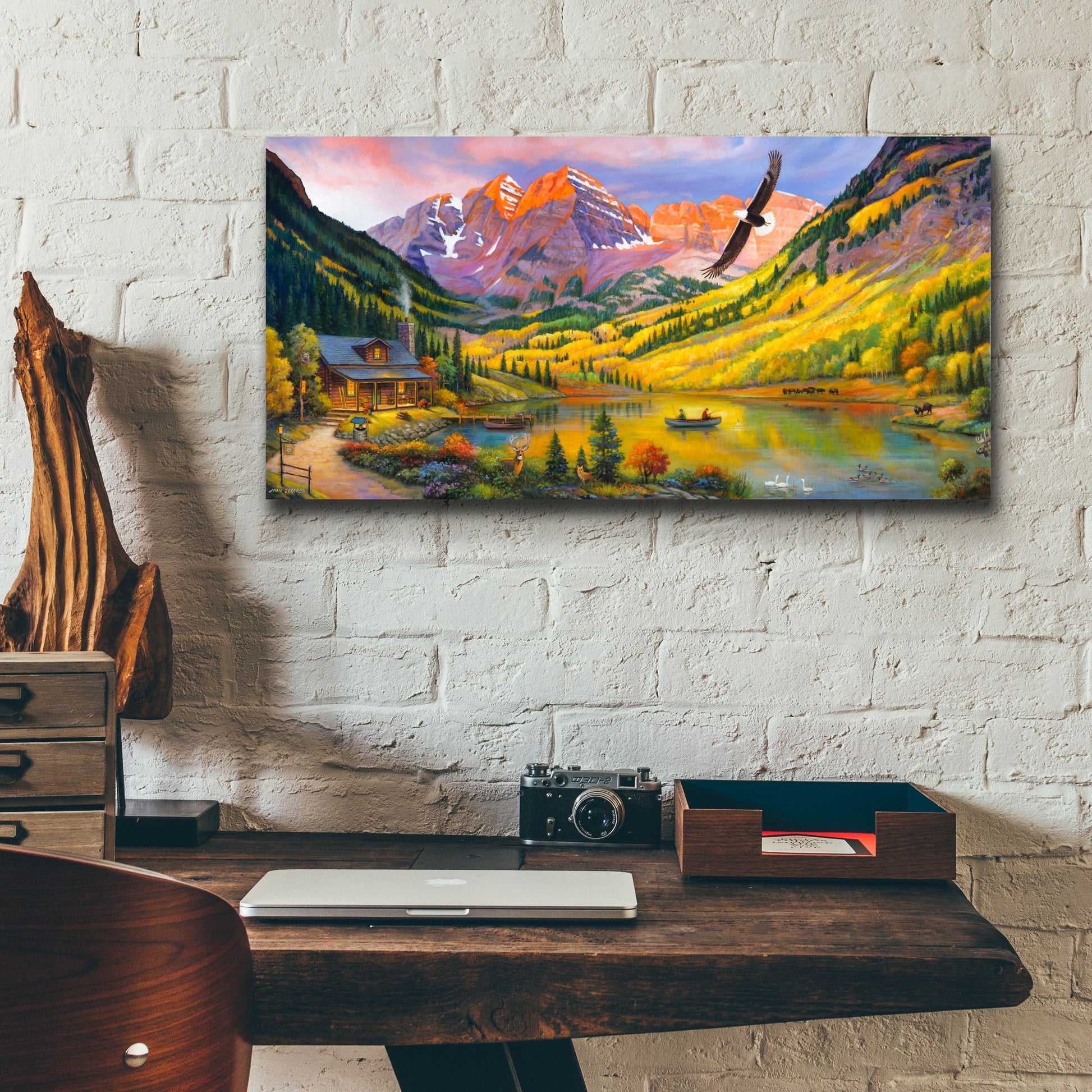 Epic Art 'Rocky Mountain Retreat' by John Zaccheo, Acrylic Glass Wall Art,24x12