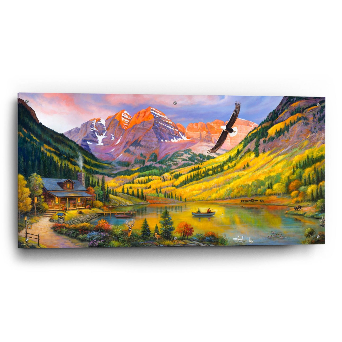 Epic Art 'Rocky Mountain Retreat' by John Zaccheo, Acrylic Glass Wall Art,48x24