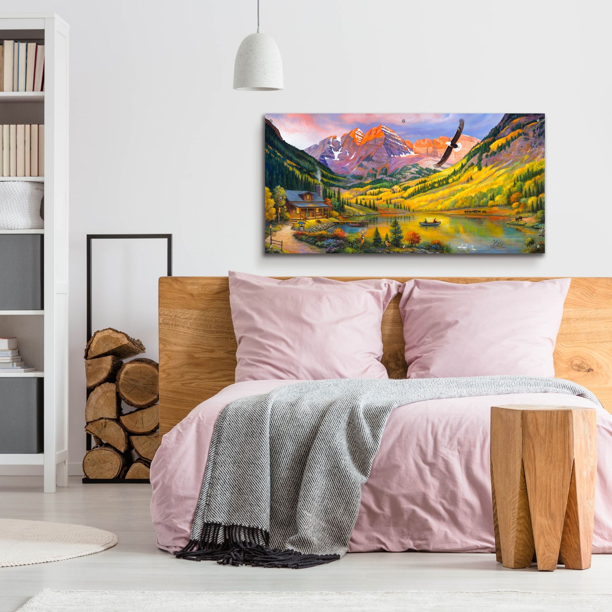 Epic Art 'Rocky Mountain Retreat' by John Zaccheo, Acrylic Glass Wall Art,48x24