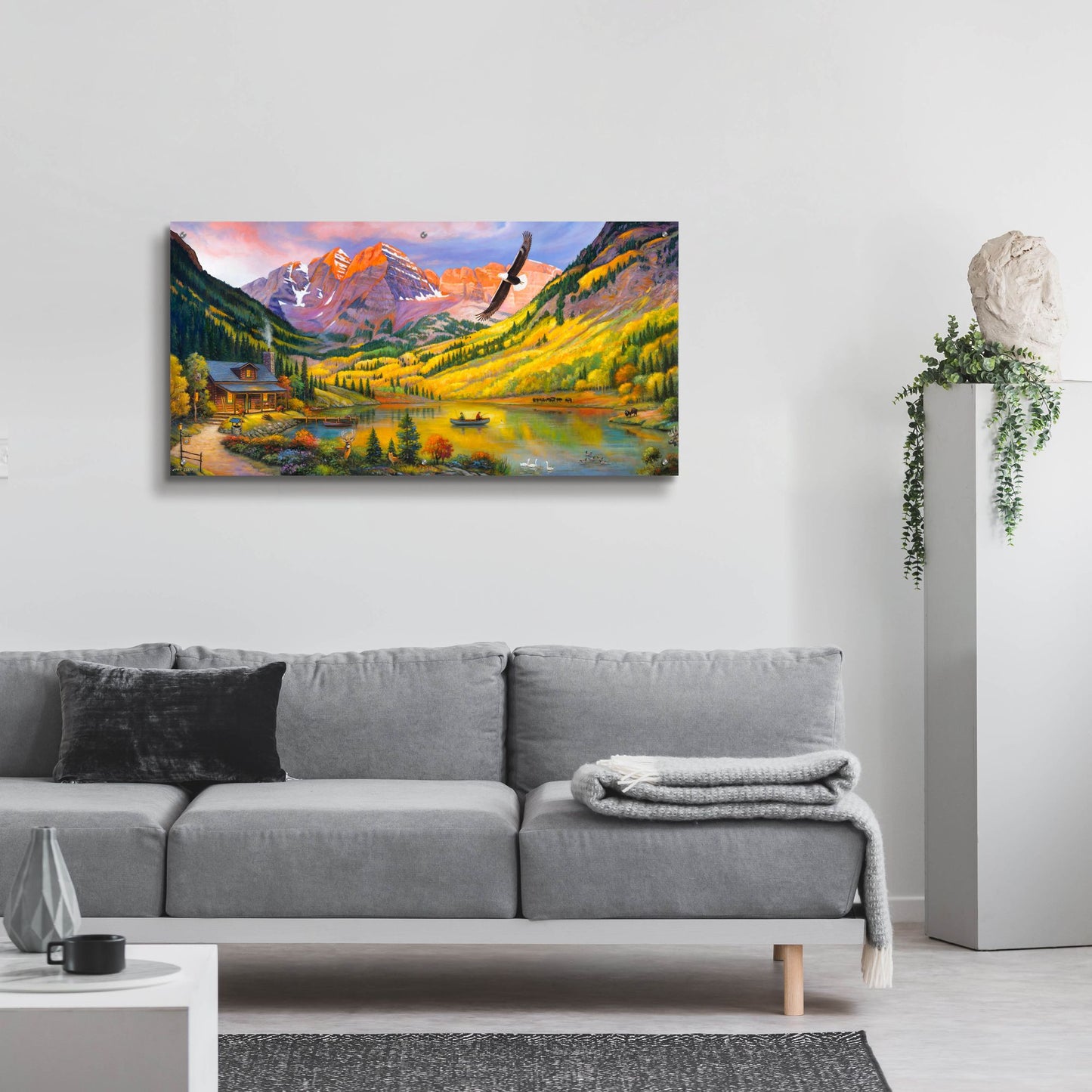 Epic Art 'Rocky Mountain Retreat' by John Zaccheo, Acrylic Glass Wall Art,48x24