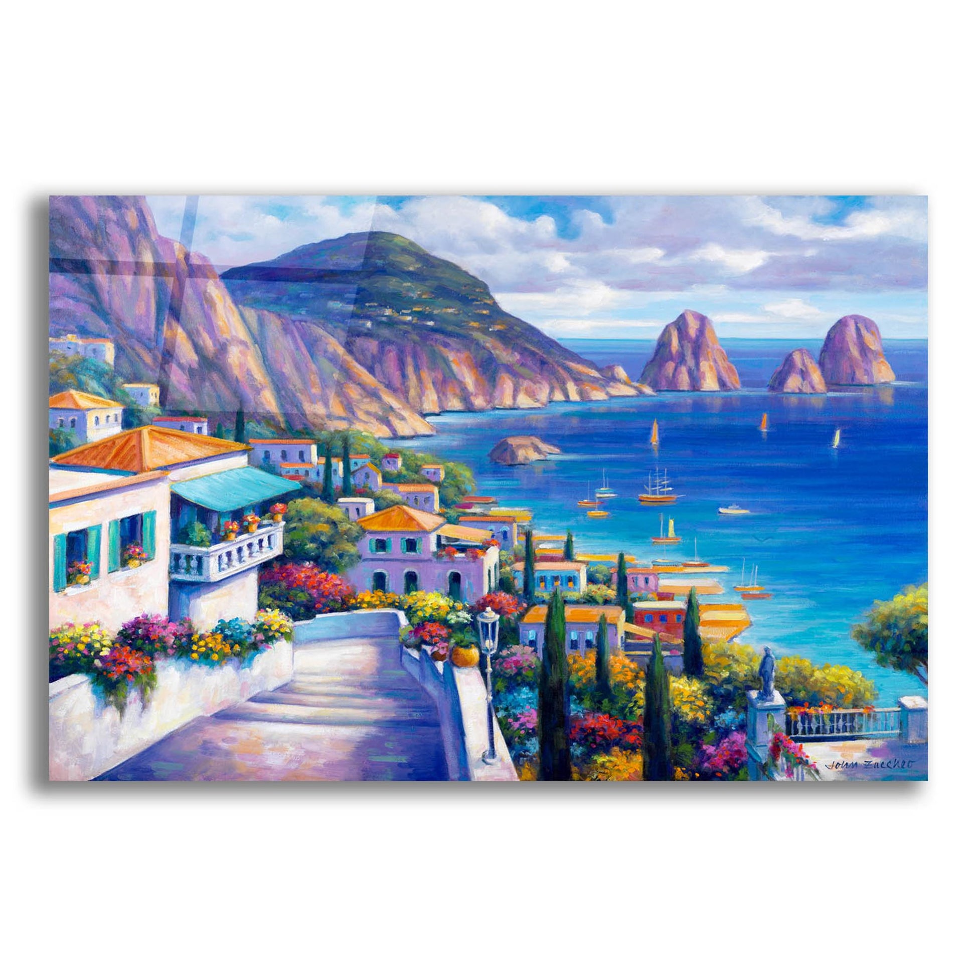 Epic Art 'View of the Ocean' by John Zaccheo, Acrylic Glass Wall Art,24x16