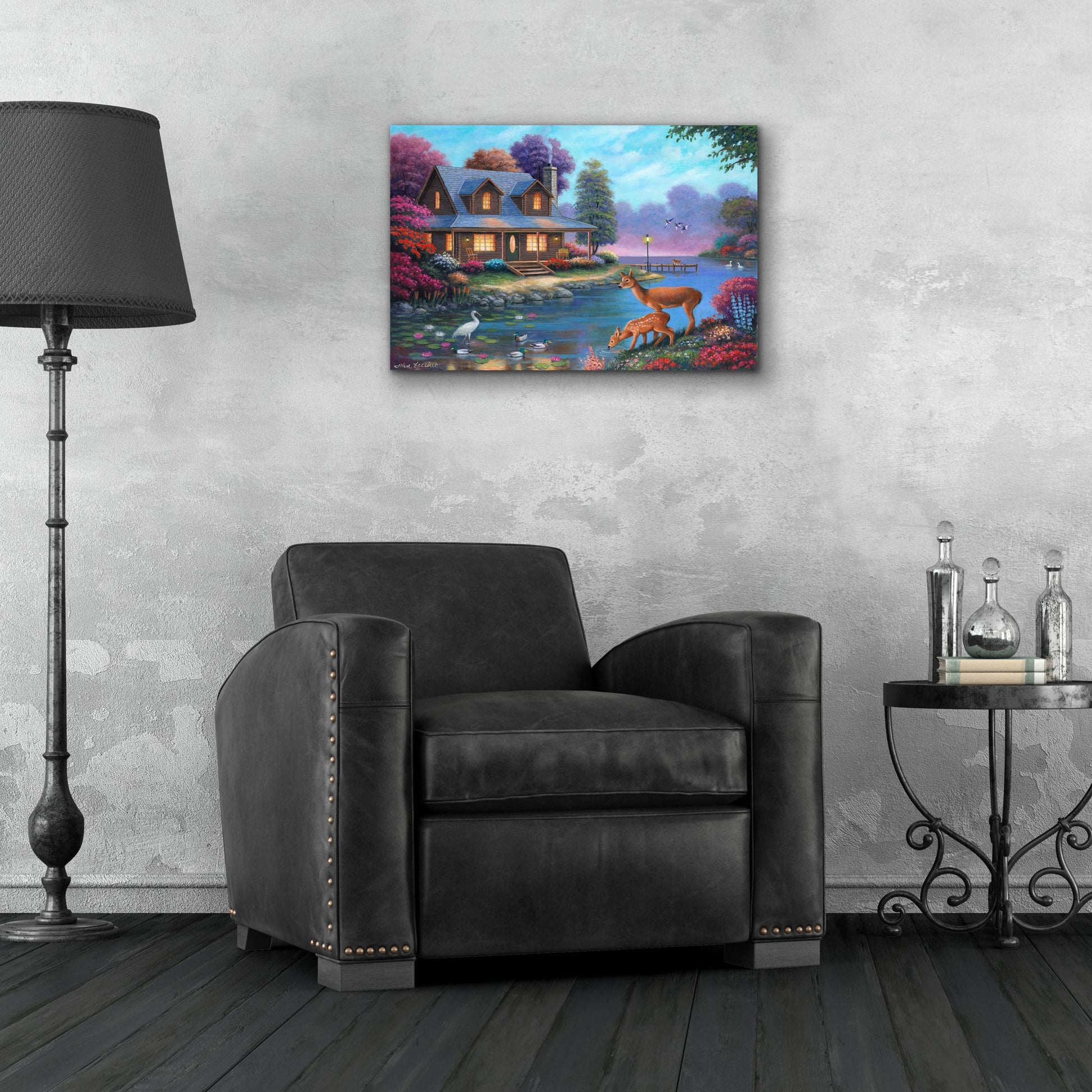 Epic Art 'Comfy Cozy Cottage' by John Zaccheo, Acrylic Glass Wall Art,24x16