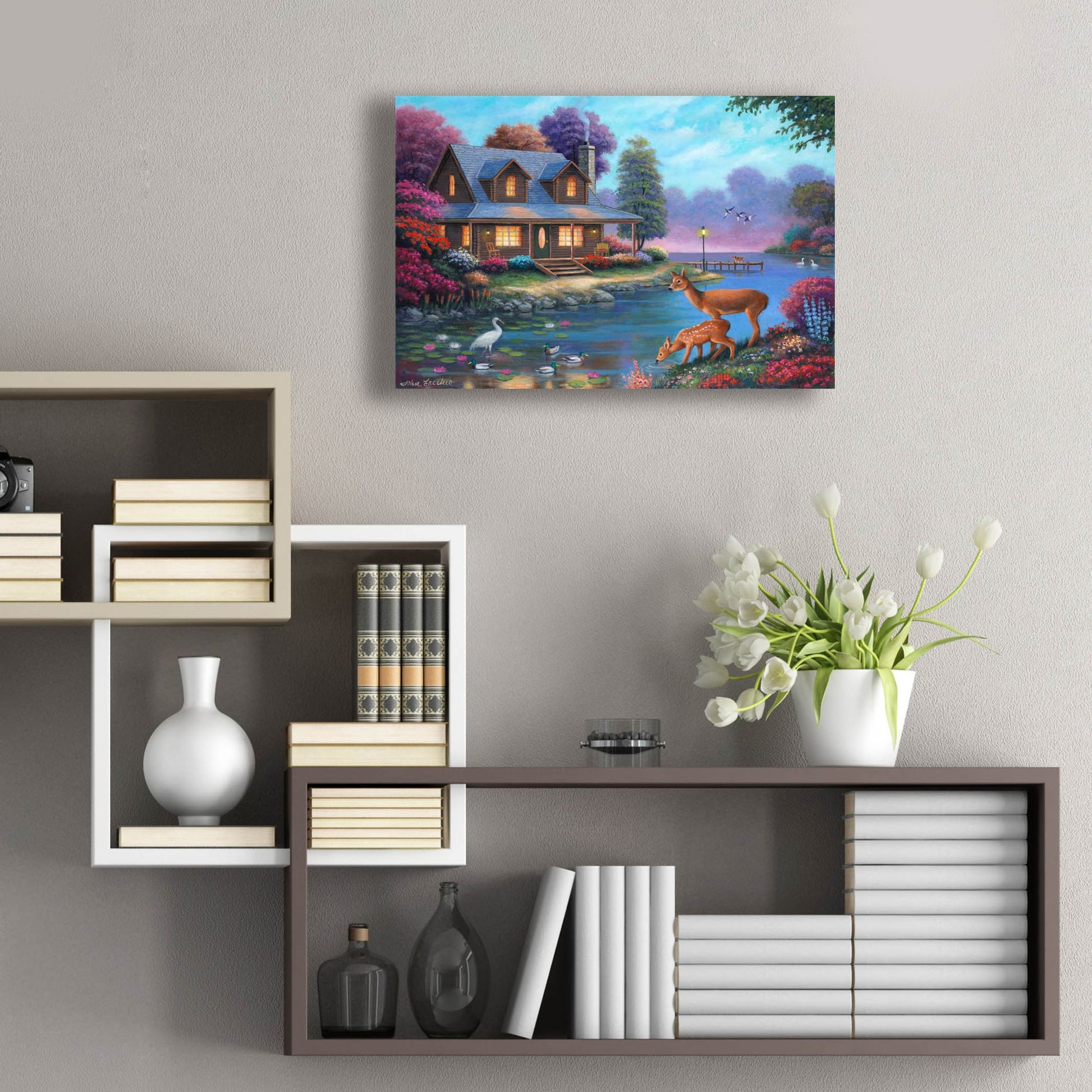 Epic Art 'Comfy Cozy Cottage' by John Zaccheo, Acrylic Glass Wall Art,24x16