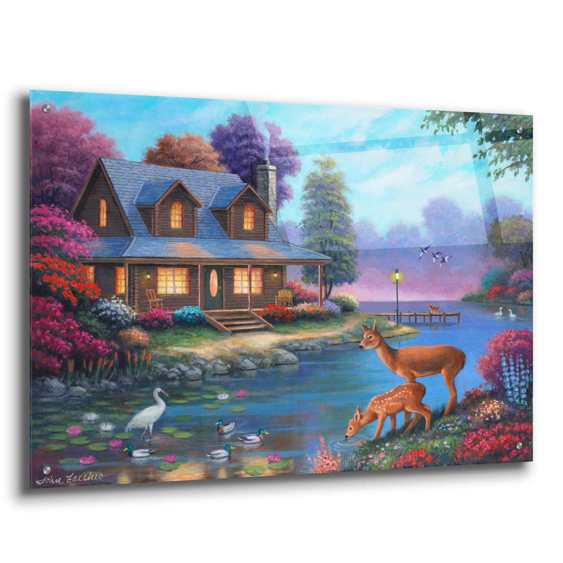 Epic Art 'Comfy Cozy Cottage' by John Zaccheo, Acrylic Glass Wall Art,36x24