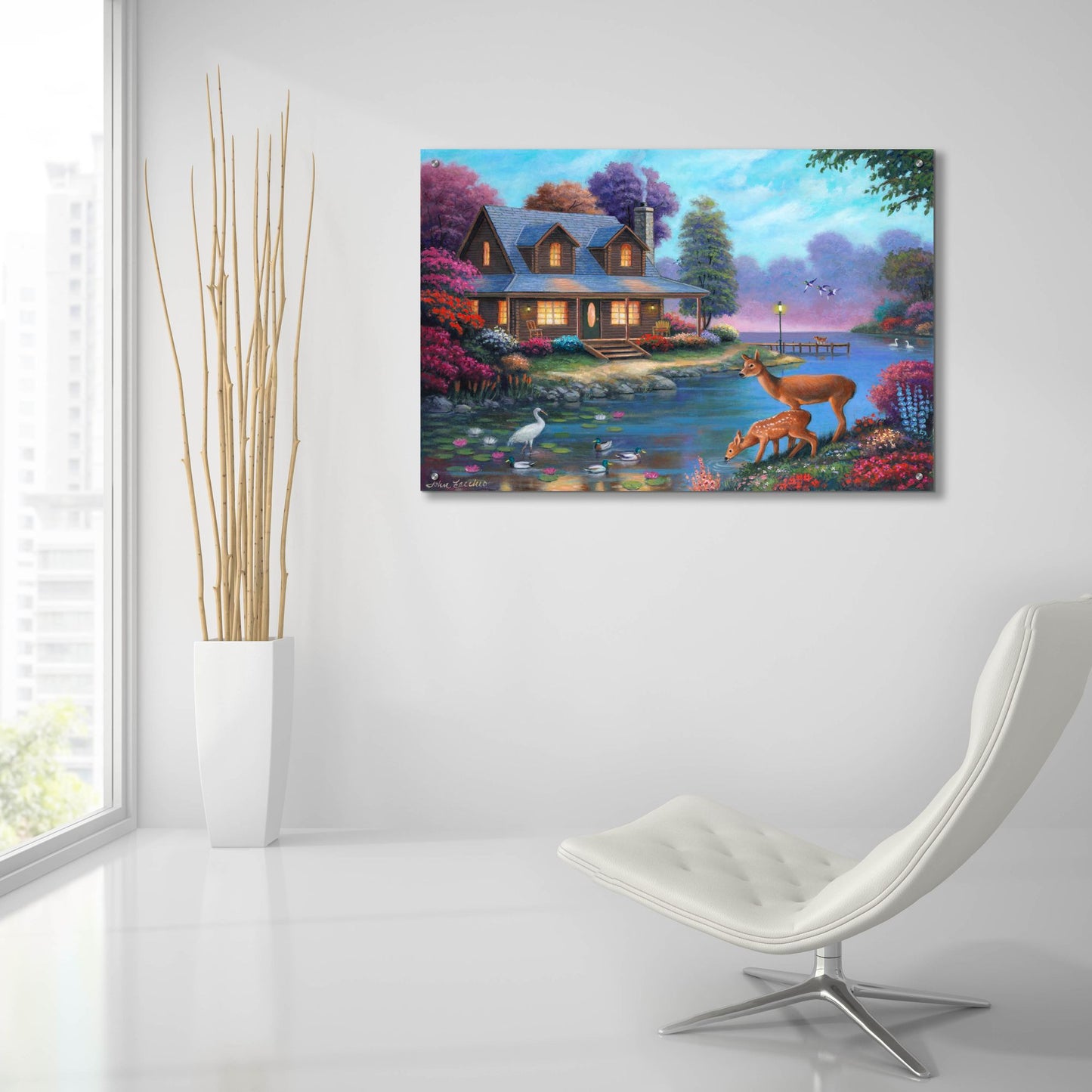 Epic Art 'Comfy Cozy Cottage' by John Zaccheo, Acrylic Glass Wall Art,36x24