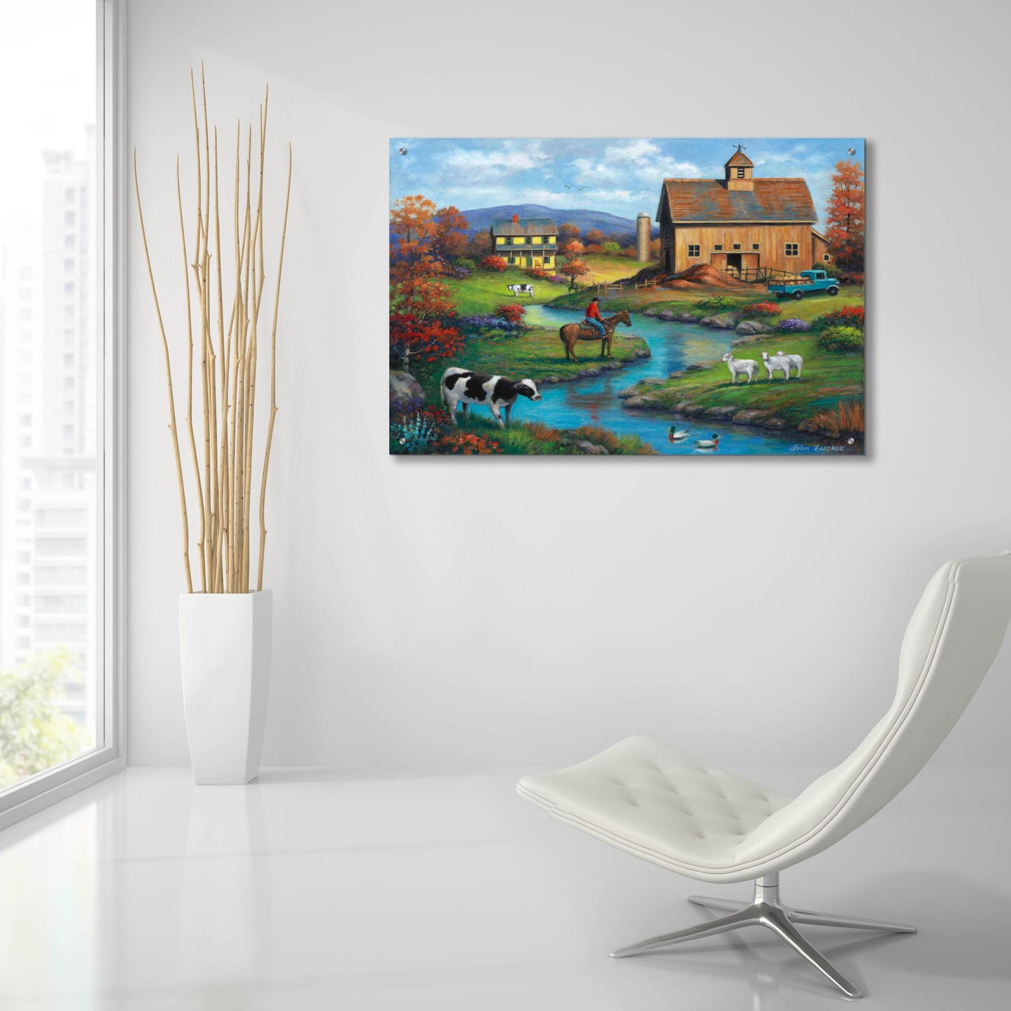 Epic Art 'Brown Barn Farm' by John Zaccheo, Acrylic Glass Wall Art,36x24