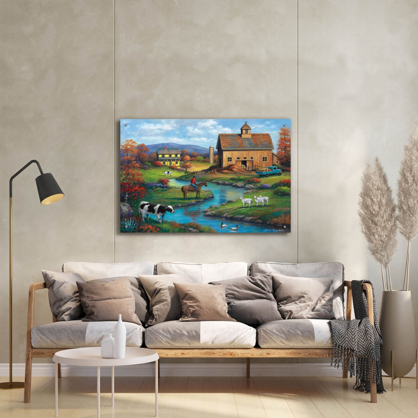 Epic Art 'Brown Barn Farm' by John Zaccheo, Acrylic Glass Wall Art,36x24