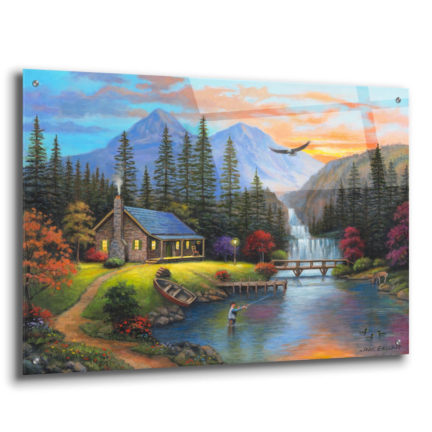 Epic Art 'Last Cast of the Day' by John Zaccheo, Acrylic Glass Wall Art,36x24