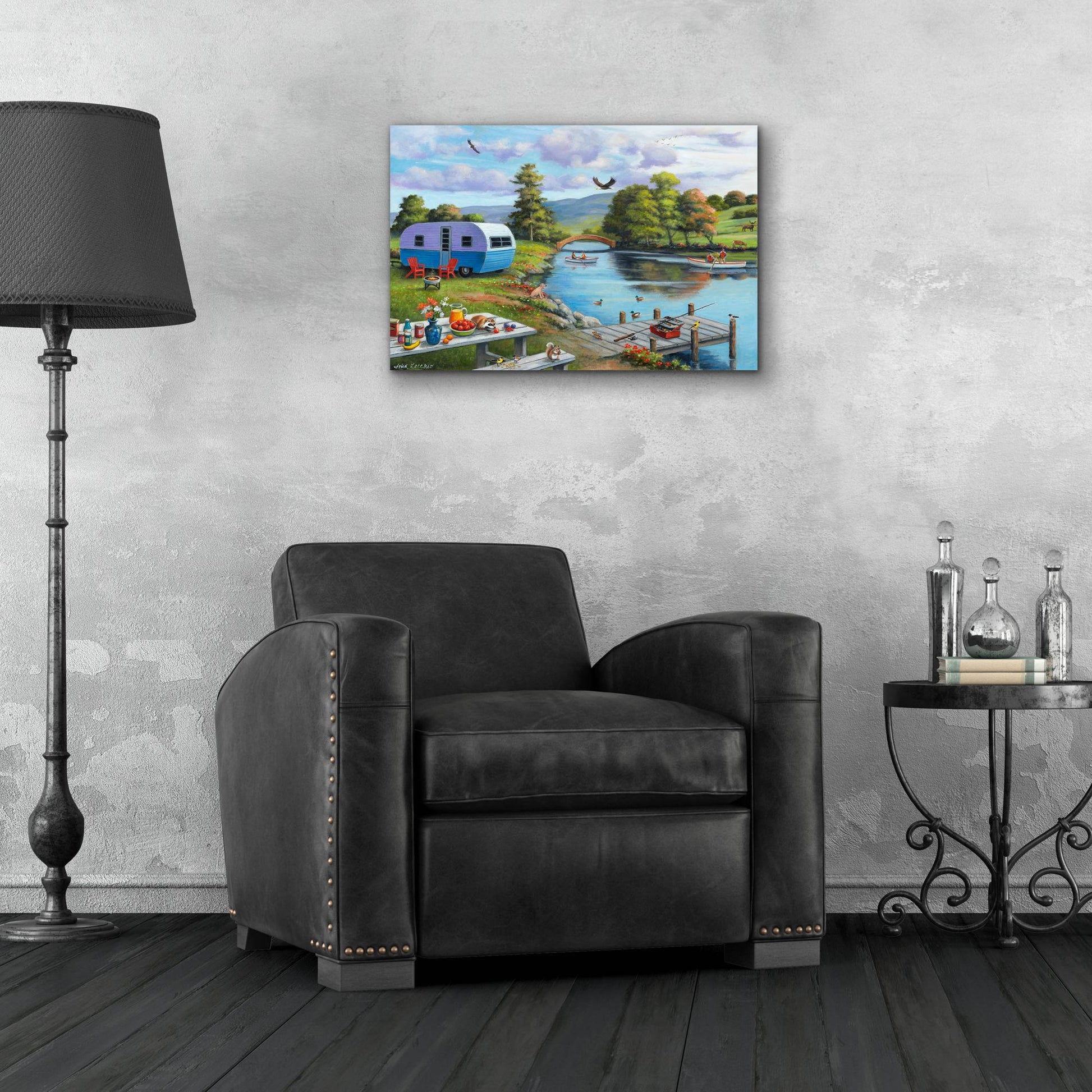 Epic Art 'Fishing on the River' by John Zaccheo, Acrylic Glass Wall Art,24x16