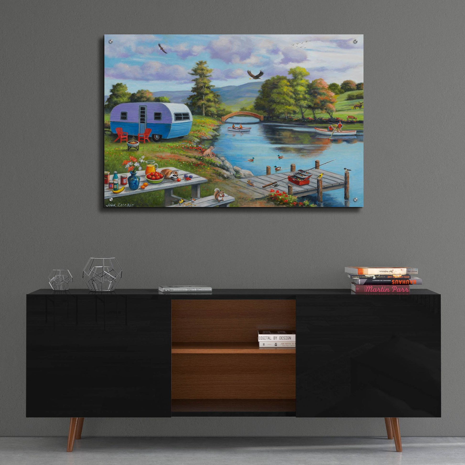 Epic Art 'Fishing on the River' by John Zaccheo, Acrylic Glass Wall Art,36x24