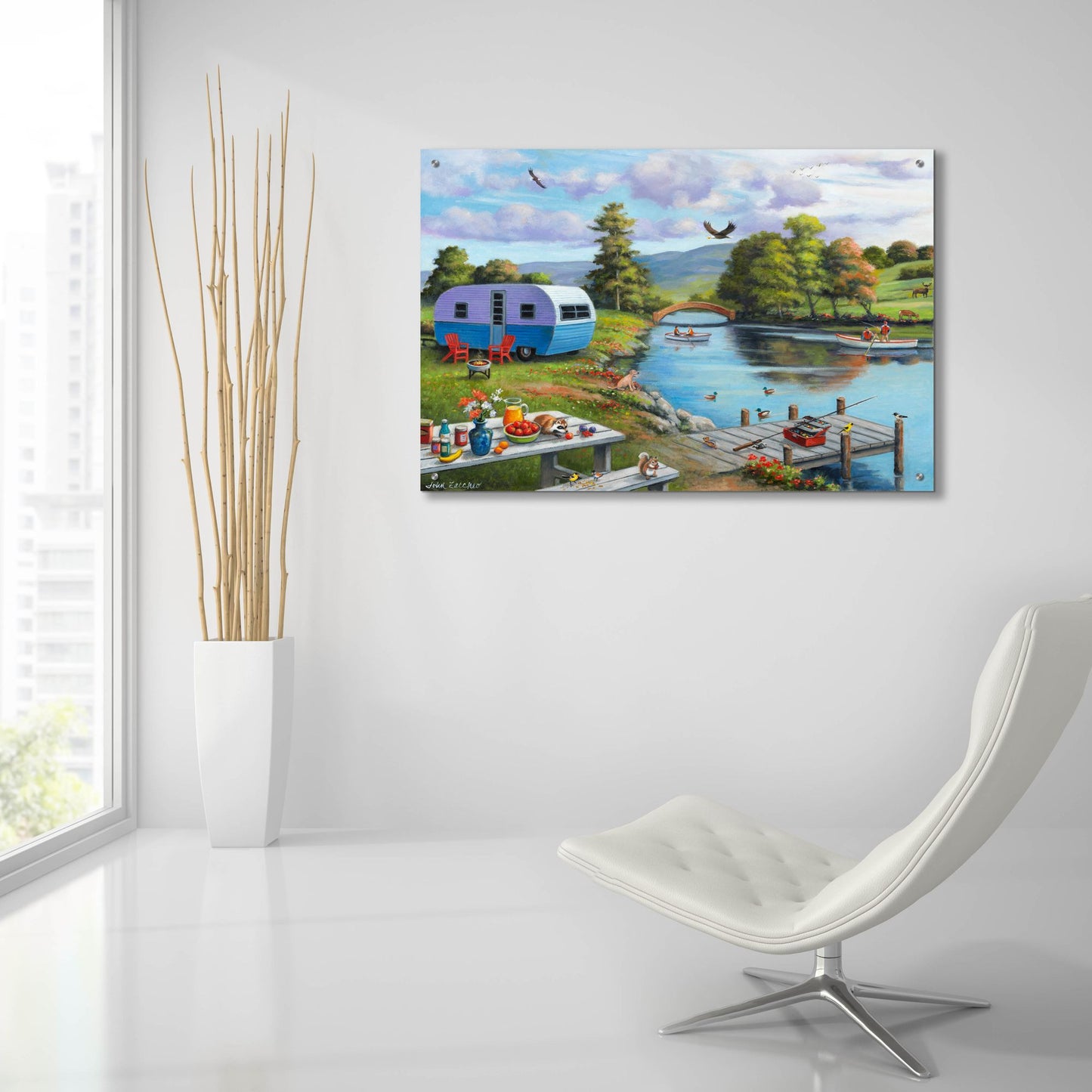 Epic Art 'Fishing on the River' by John Zaccheo, Acrylic Glass Wall Art,36x24