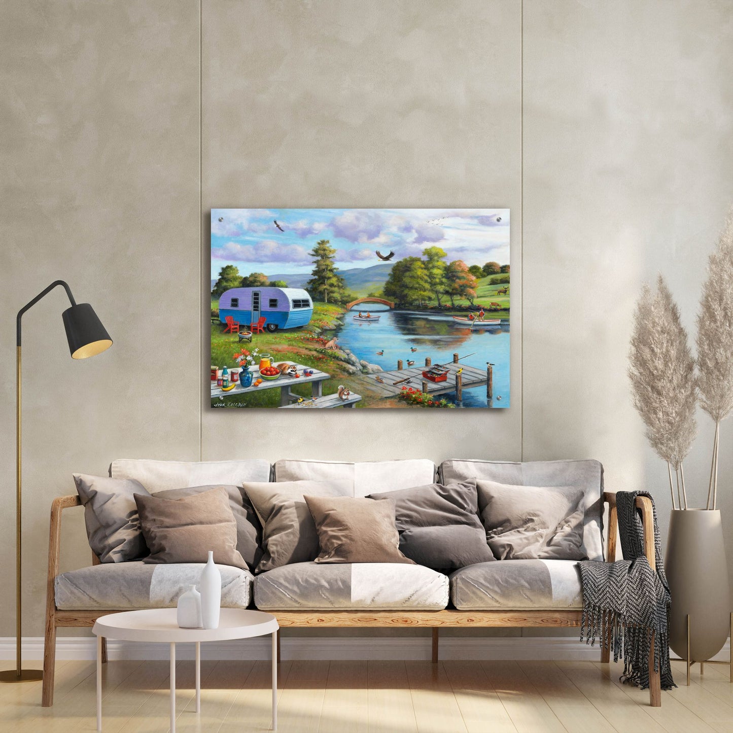 Epic Art 'Fishing on the River' by John Zaccheo, Acrylic Glass Wall Art,36x24