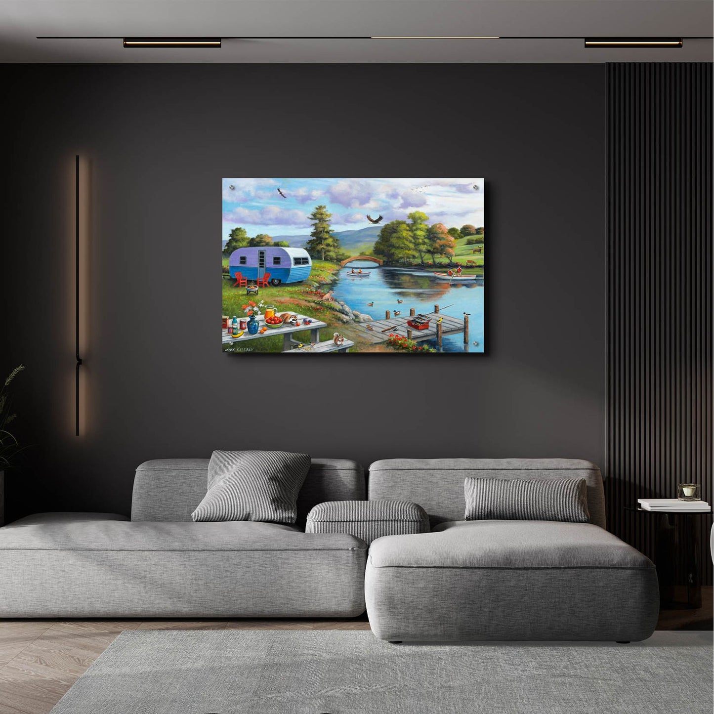 Epic Art 'Fishing on the River' by John Zaccheo, Acrylic Glass Wall Art,36x24