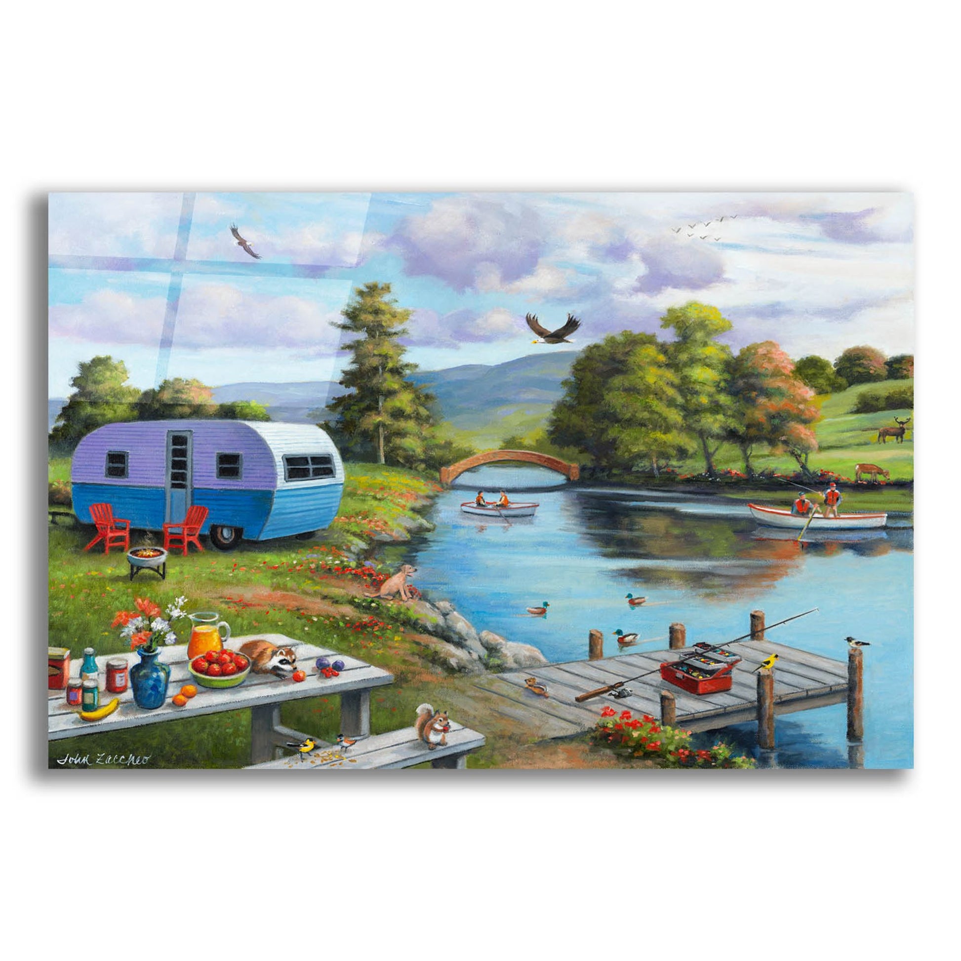 Epic Art 'Fishing on the River' by John Zaccheo, Acrylic Glass Wall Art