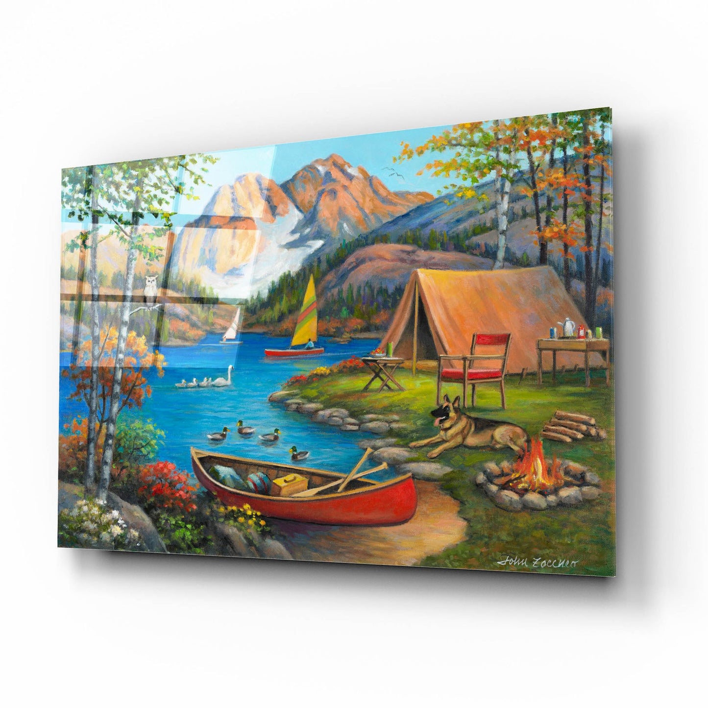 Epic Art 'Picturesque Campsite' by John Zaccheo, Acrylic Glass Wall Art,16x12