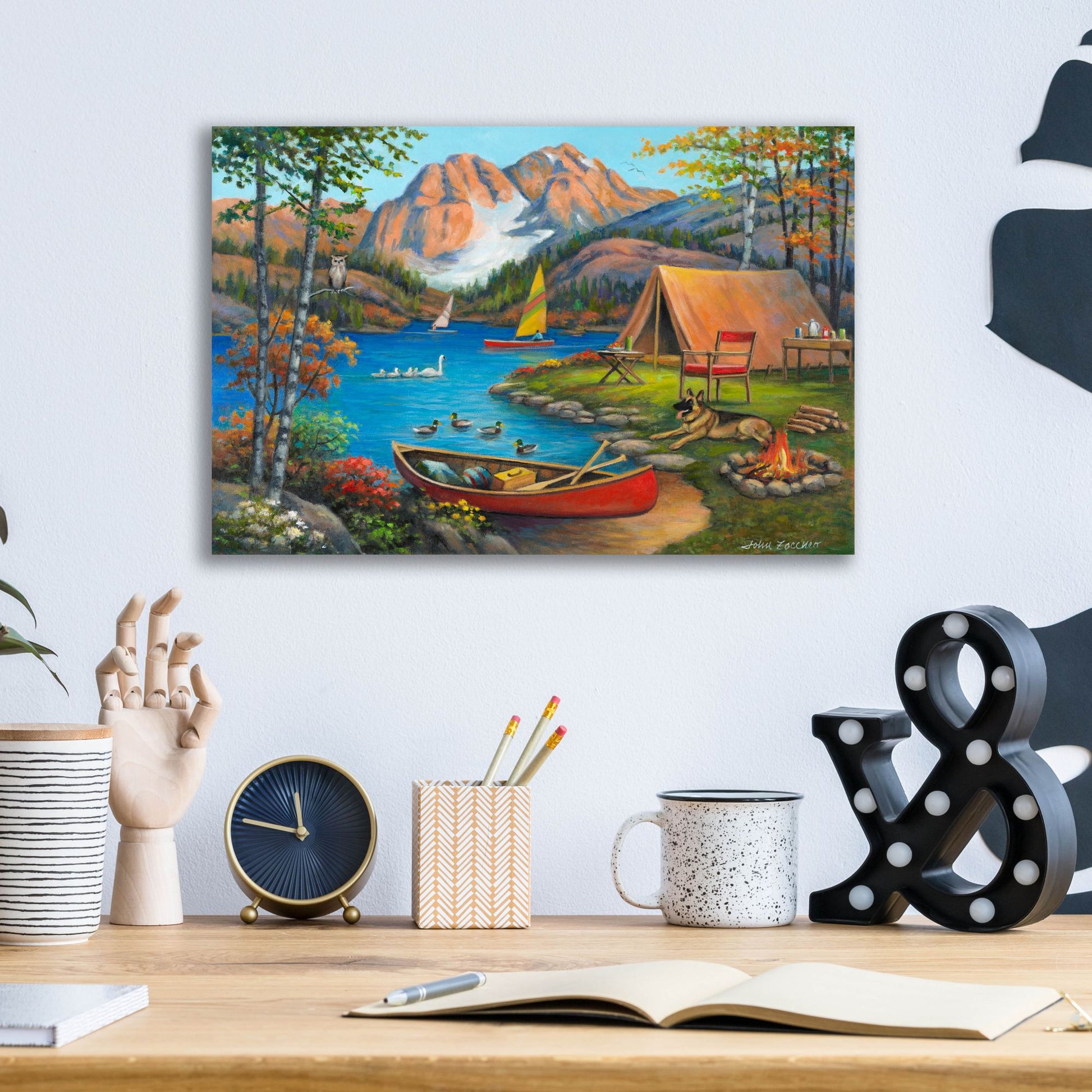 Epic Art 'Picturesque Campsite' by John Zaccheo, Acrylic Glass Wall Art,16x12