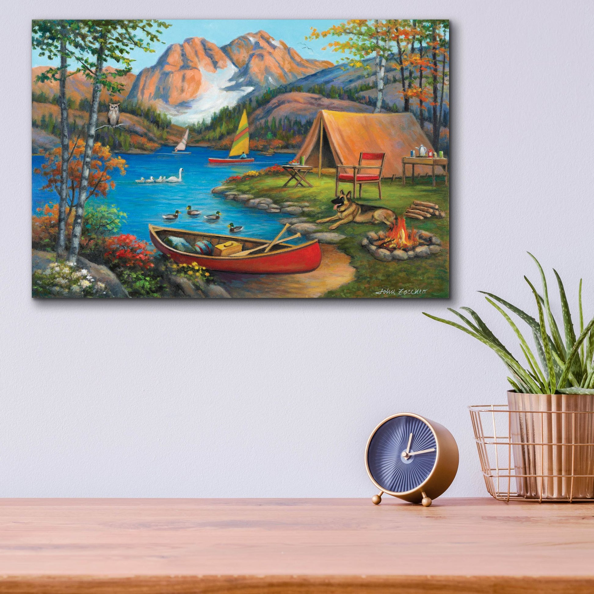 Epic Art 'Picturesque Campsite' by John Zaccheo, Acrylic Glass Wall Art,16x12