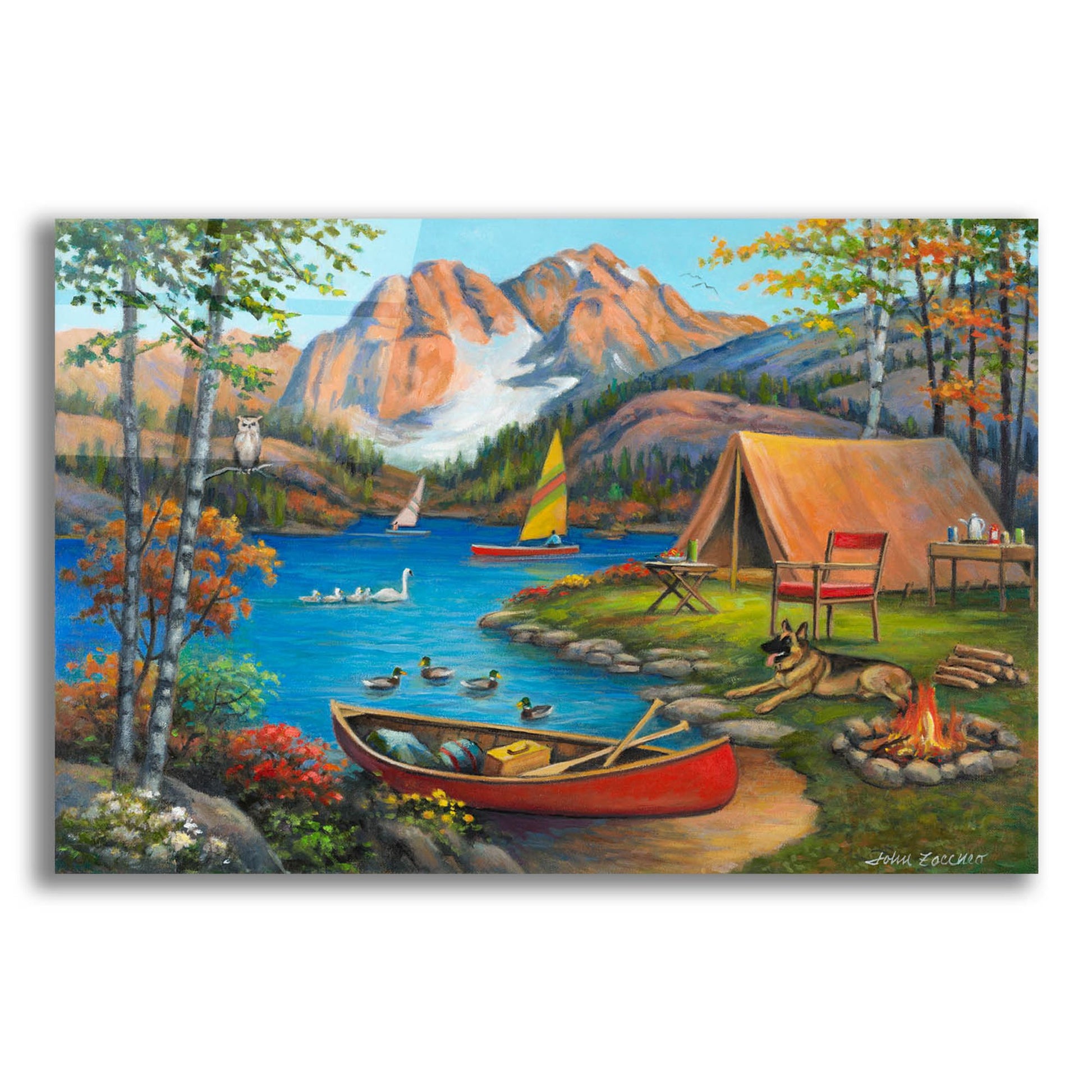 Epic Art 'Picturesque Campsite' by John Zaccheo, Acrylic Glass Wall Art,24x16