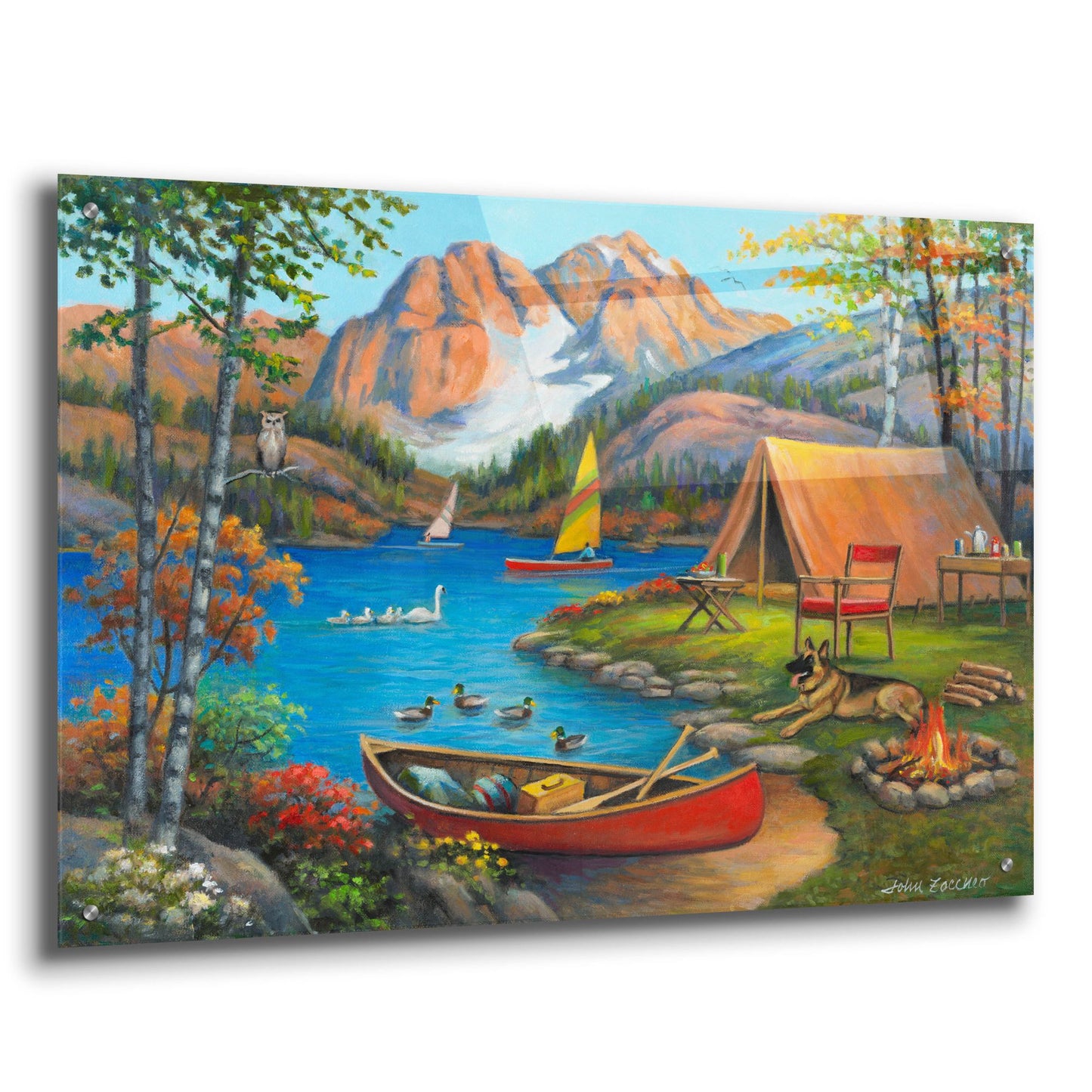 Epic Art 'Picturesque Campsite' by John Zaccheo, Acrylic Glass Wall Art,36x24